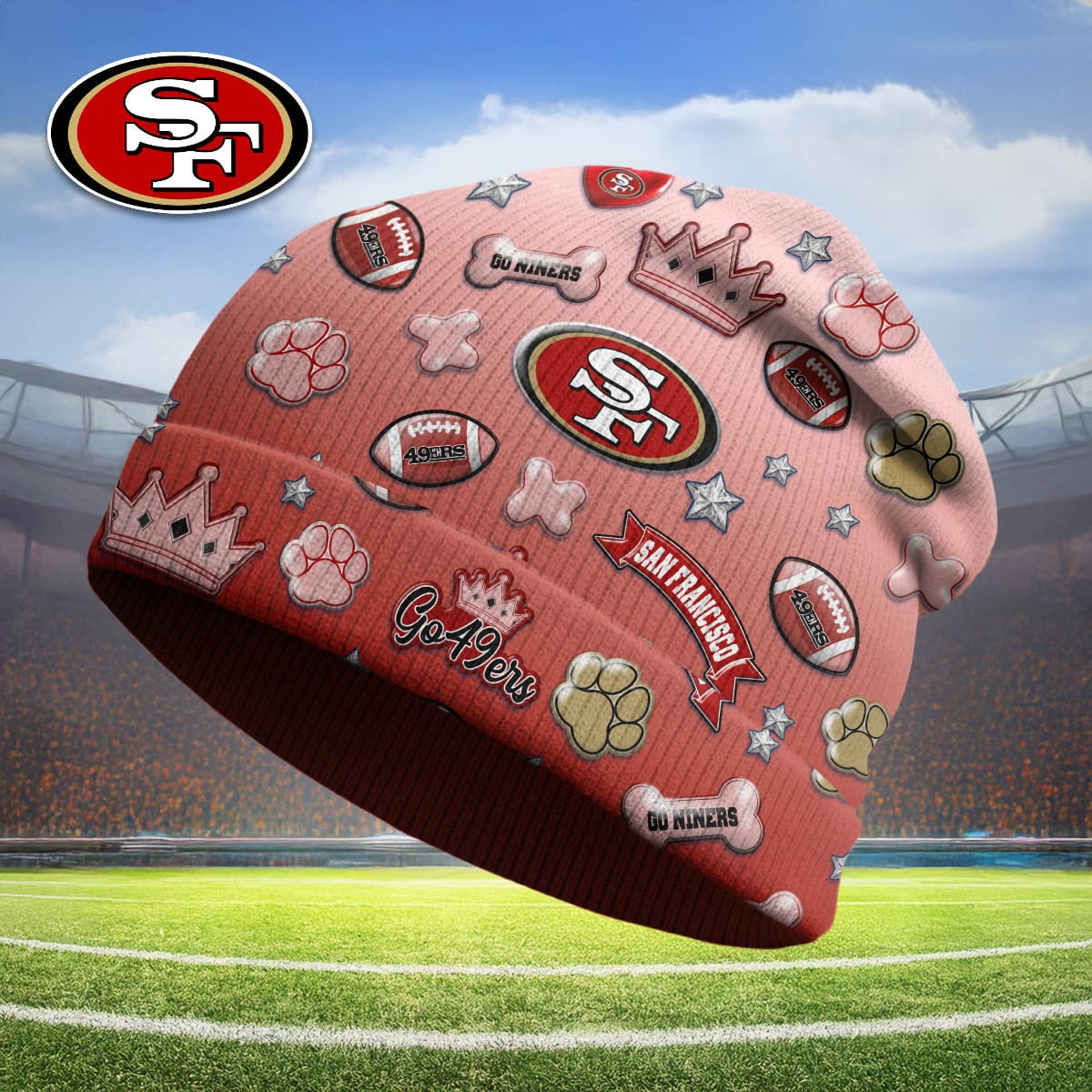 SF49 Premium NFL Crown Beanie Hat DDT CTND