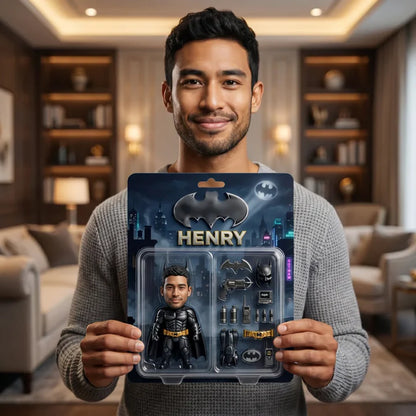 Custom Superhero Action Figure Plaque, Personalized Fan Photo Plaque, Custom Comic Hero Collectible Gift, Personalized Action Figure Display for Fans BQH