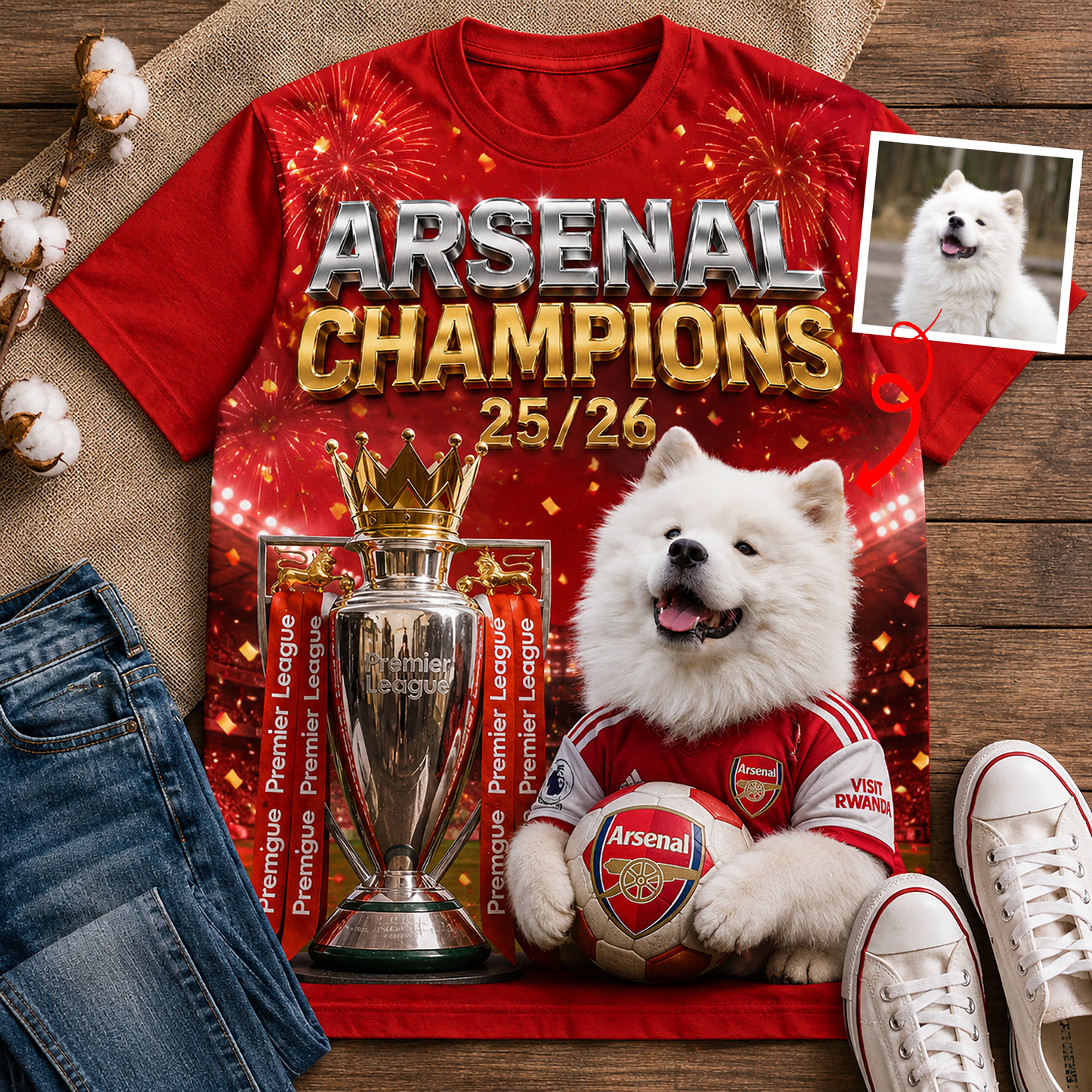 Premium EPL ARS Champions 25/26 Dog Trophy T-shirt V1 NMD NAK TTV