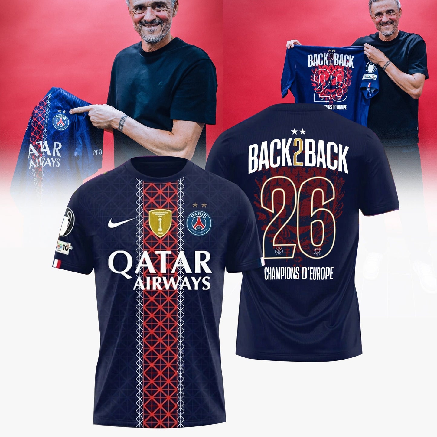 PSG UCL 2026 Back to Back European Champions Shirt DatND TANND