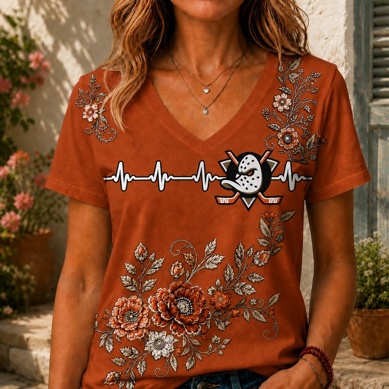 AD x NHL Luxury Women V-Neck Shirt