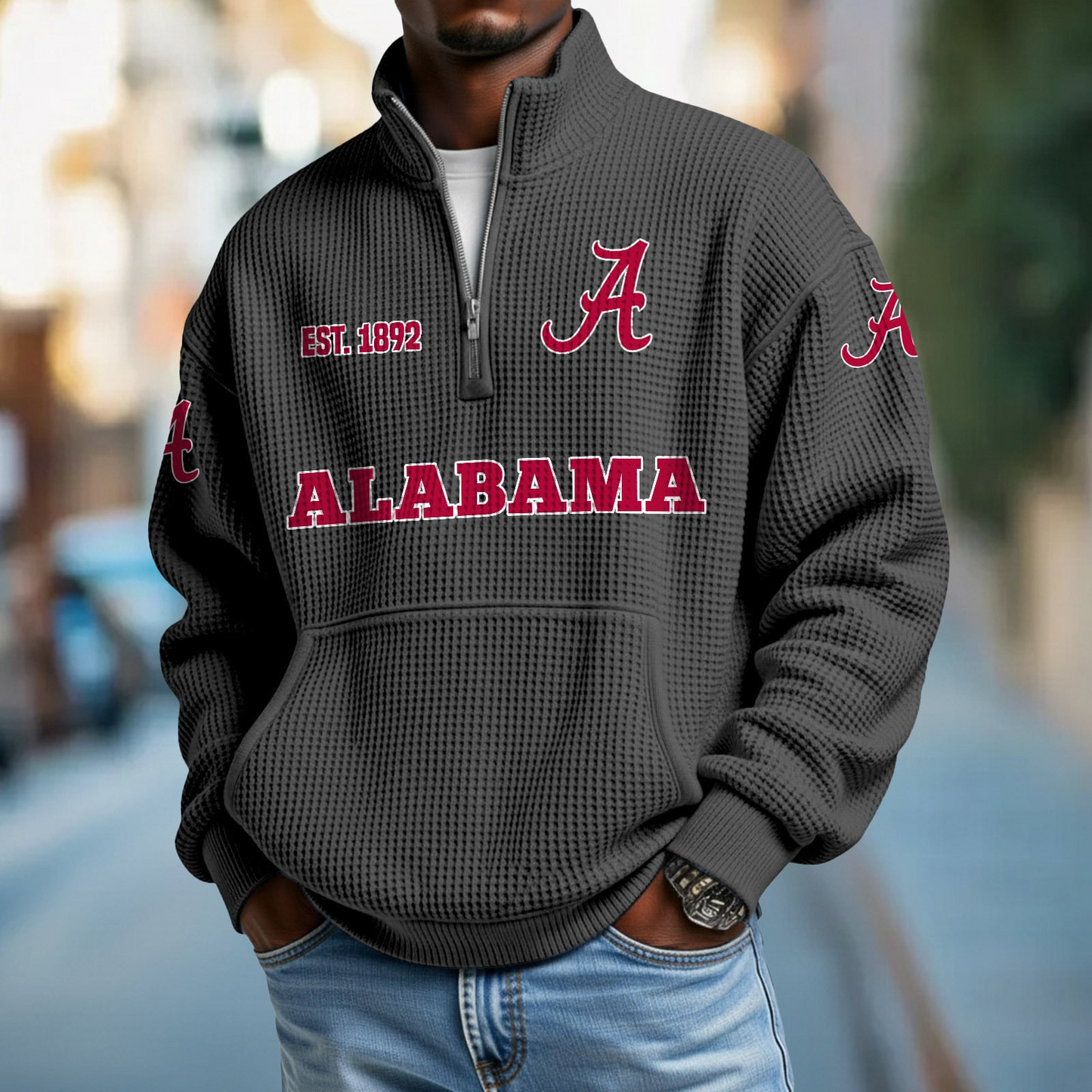 ALA x College Football - Waffle Stand Collar Half Zip Sweatshirt DatND DVT