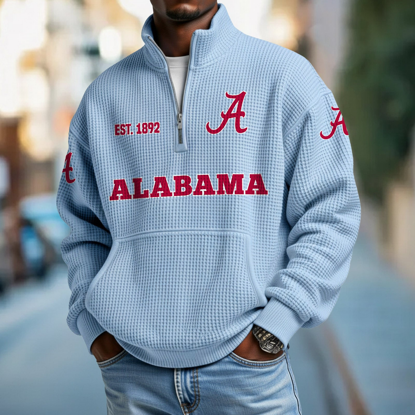 ALA x College Football - Waffle Stand Collar Half Zip Sweatshirt DatND DVT