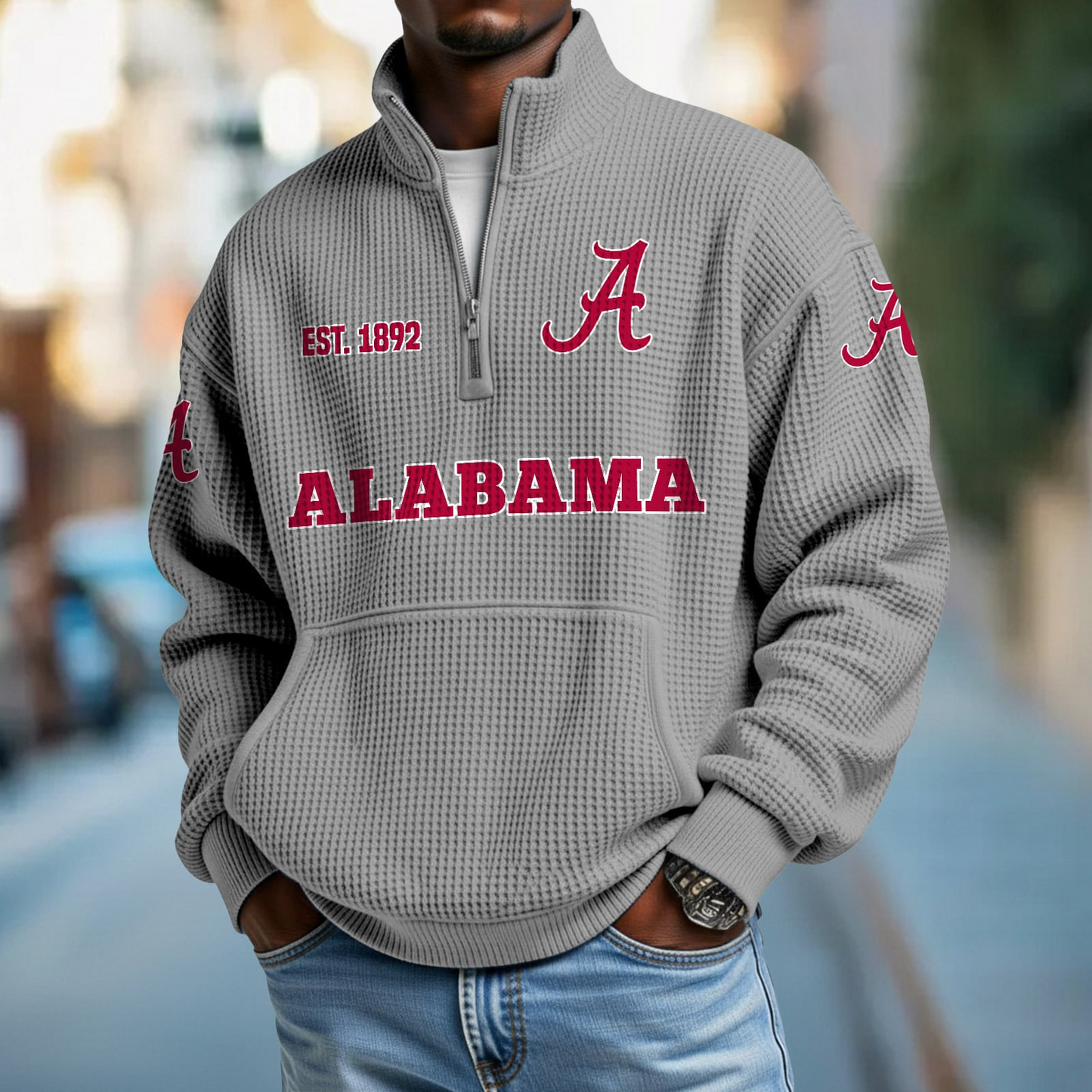 ALA x College Football - Waffle Stand Collar Half Zip Sweatshirt DatND DVT