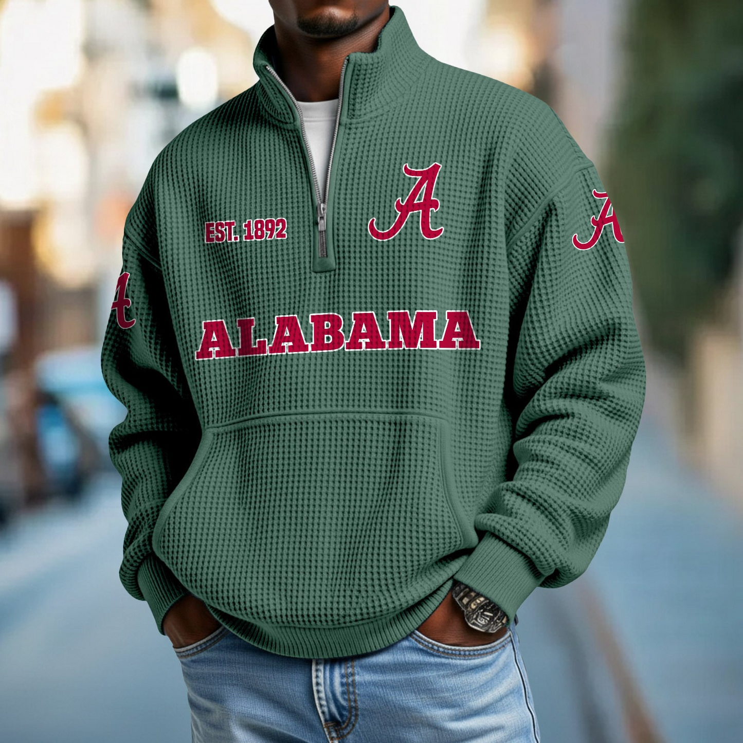 ALA x College Football - Waffle Stand Collar Half Zip Sweatshirt DatND DVT
