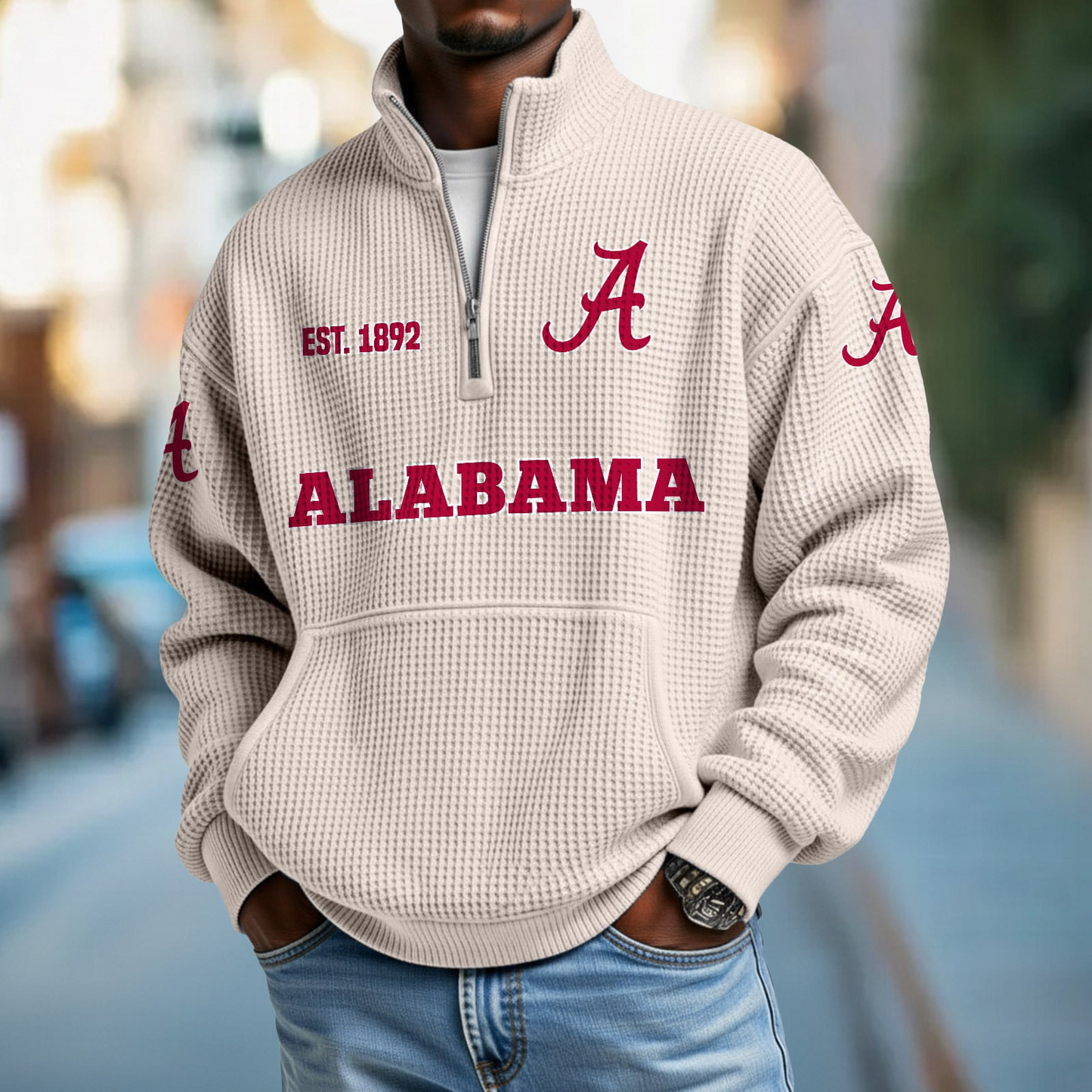 ALA x College Football - Waffle Stand Collar Half Zip Sweatshirt DatND DVT