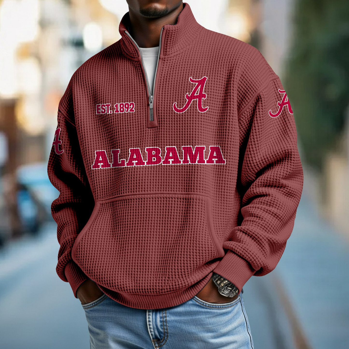 ALA x College Football - Waffle Stand Collar Half Zip Sweatshirt DatND DVT