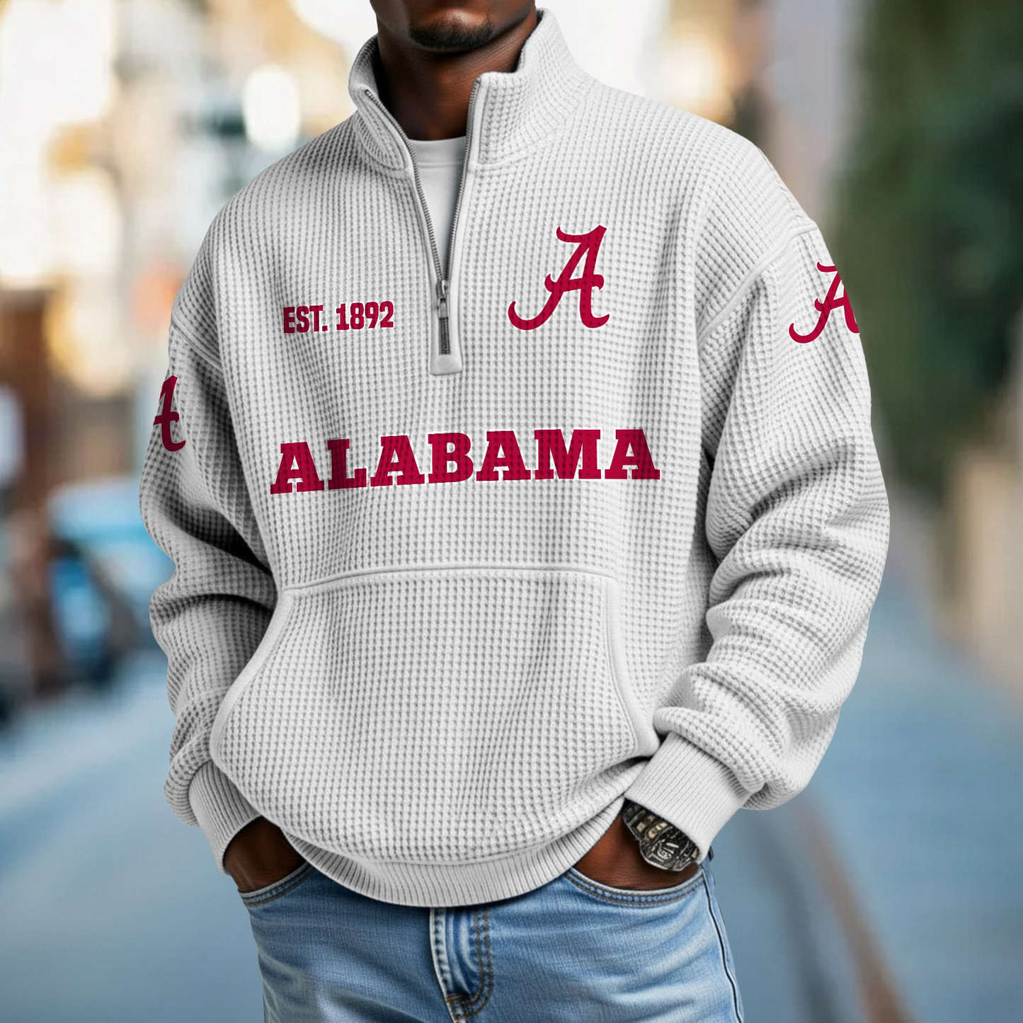 ALA x College Football - Waffle Stand Collar Half Zip Sweatshirt DatND DVT