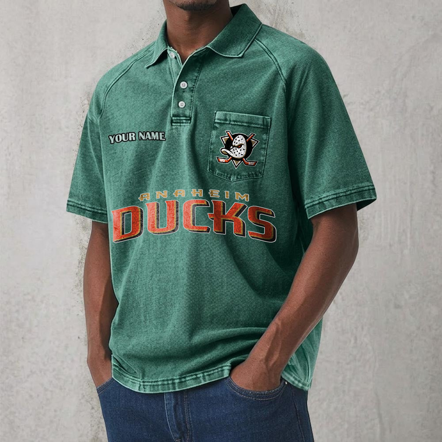 ANA x NHL Men's Distressed Turn-Down Collar Polo DATND TANTD 250526