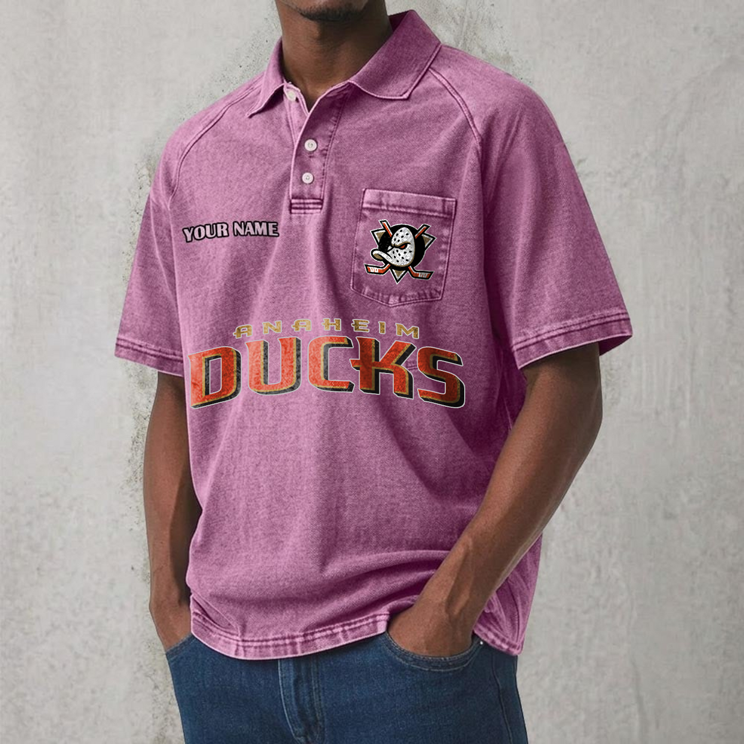 ANA x NHL Men's Distressed Turn-Down Collar Polo DATND TANTD 250526