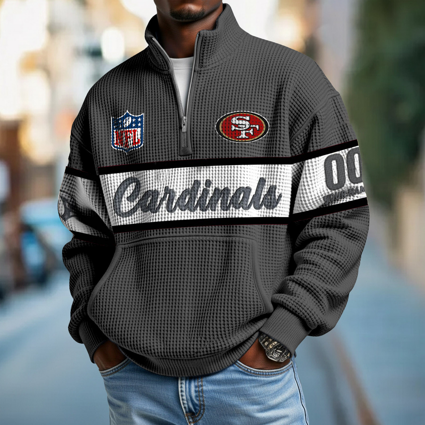 ARI x NFL Quarter-Zip Waffle Pullover DATND TANTD
