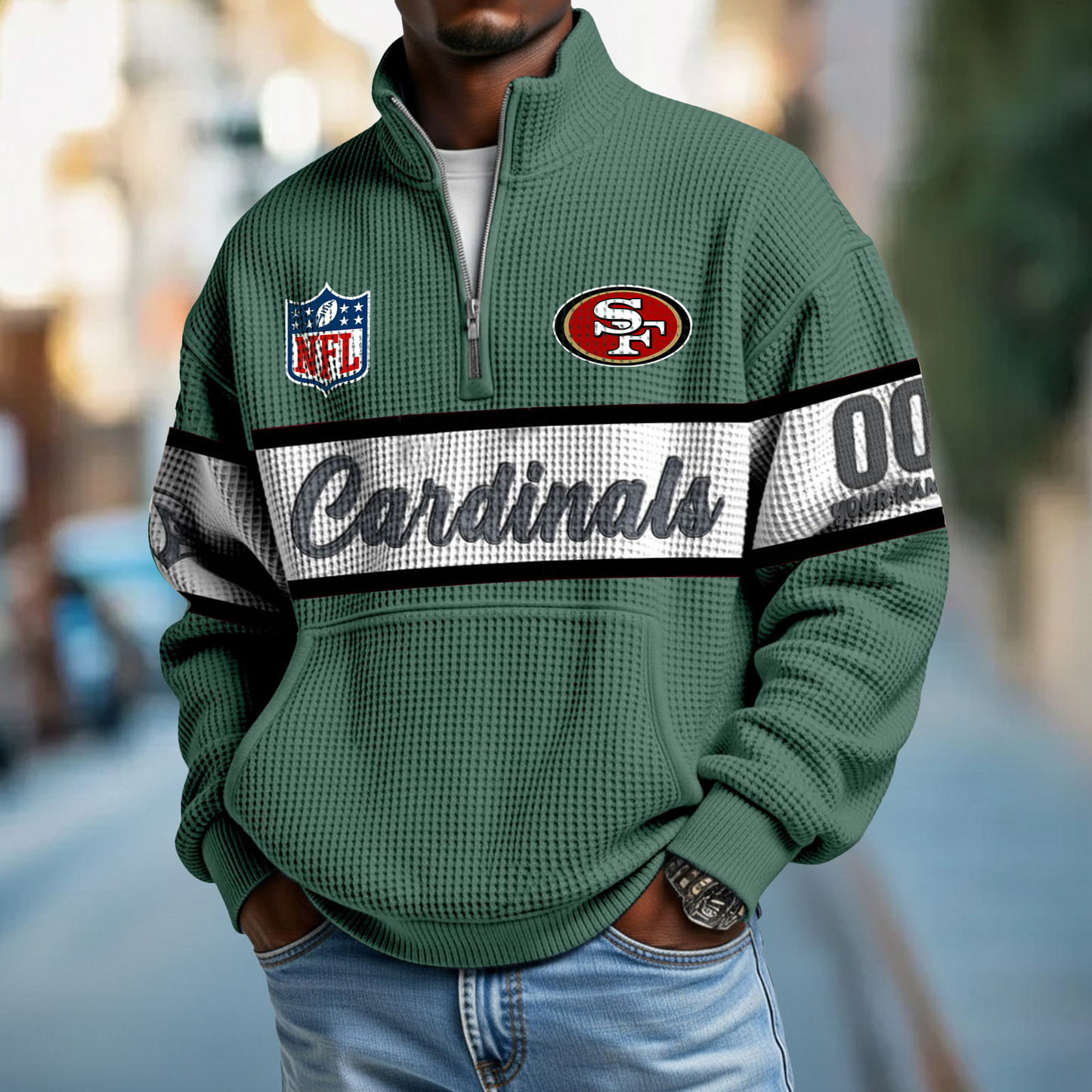 ARI x NFL Quarter-Zip Waffle Pullover DATND TANTD