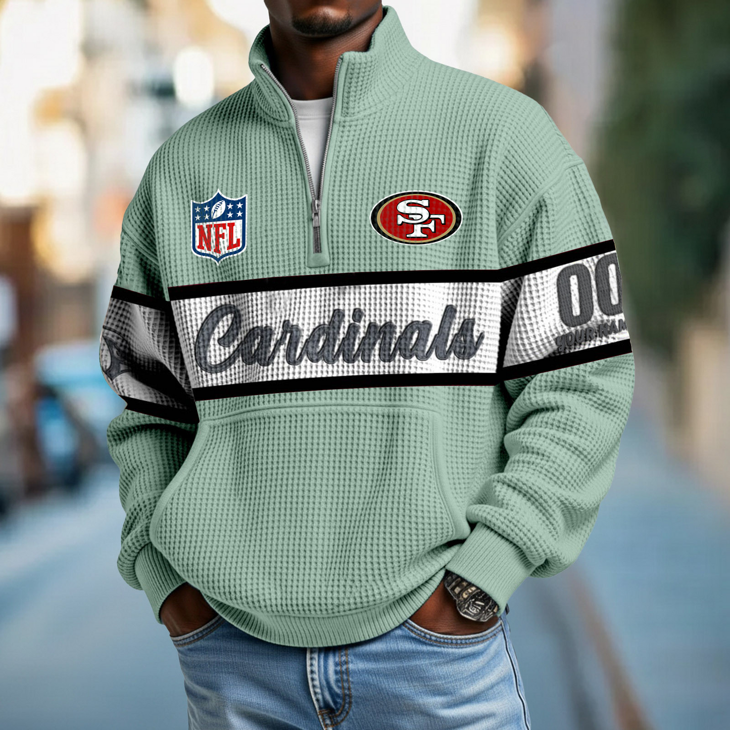 ARI x NFL Quarter-Zip Waffle Pullover DATND TANTD