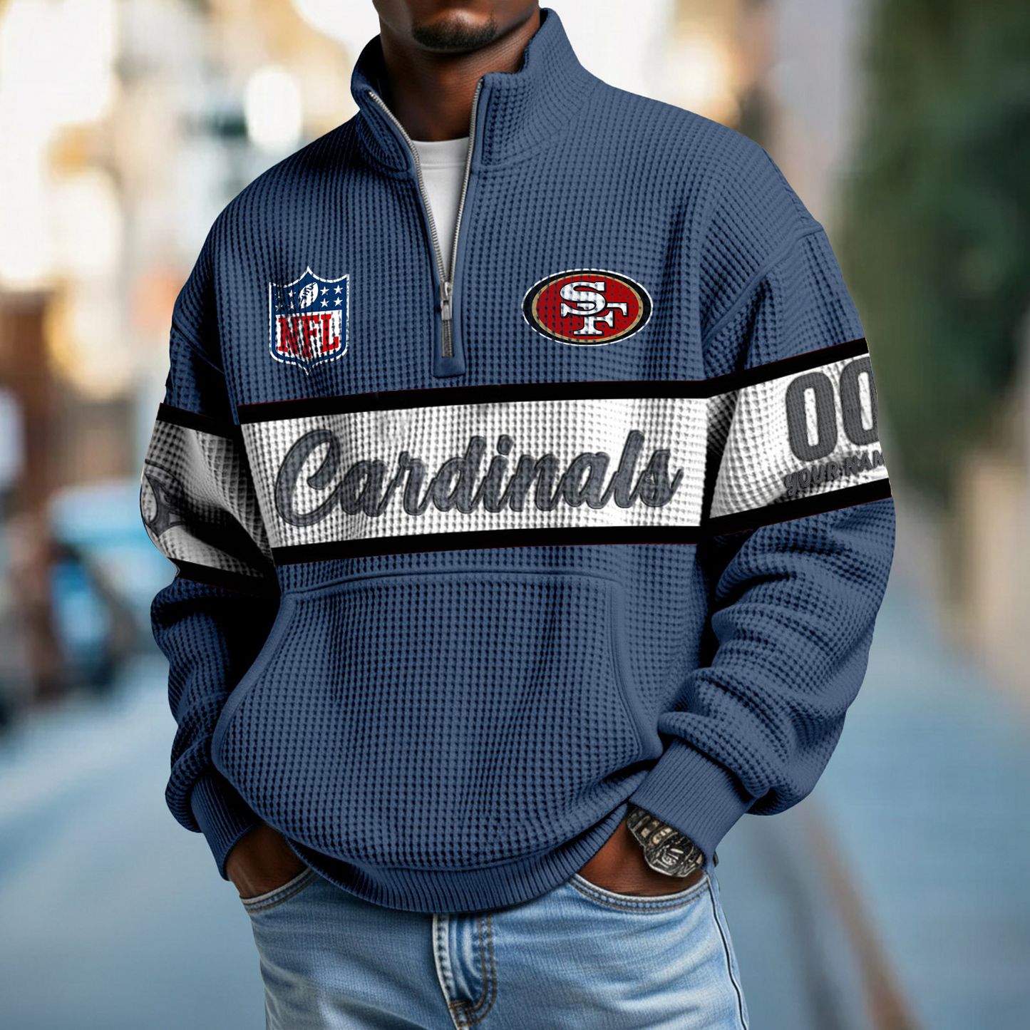 ARI x NFL Quarter-Zip Waffle Pullover DATND TANTD