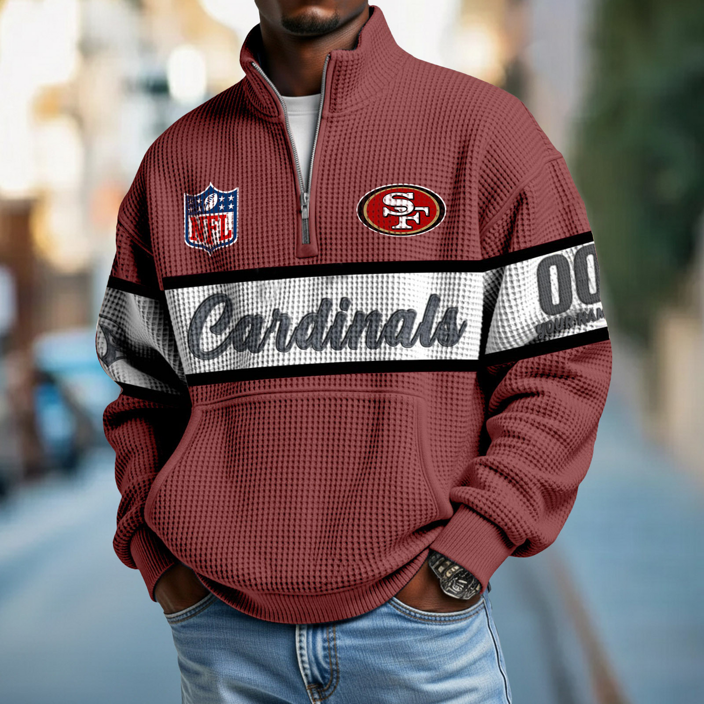 ARI x NFL Quarter-Zip Waffle Pullover DATND TANTD