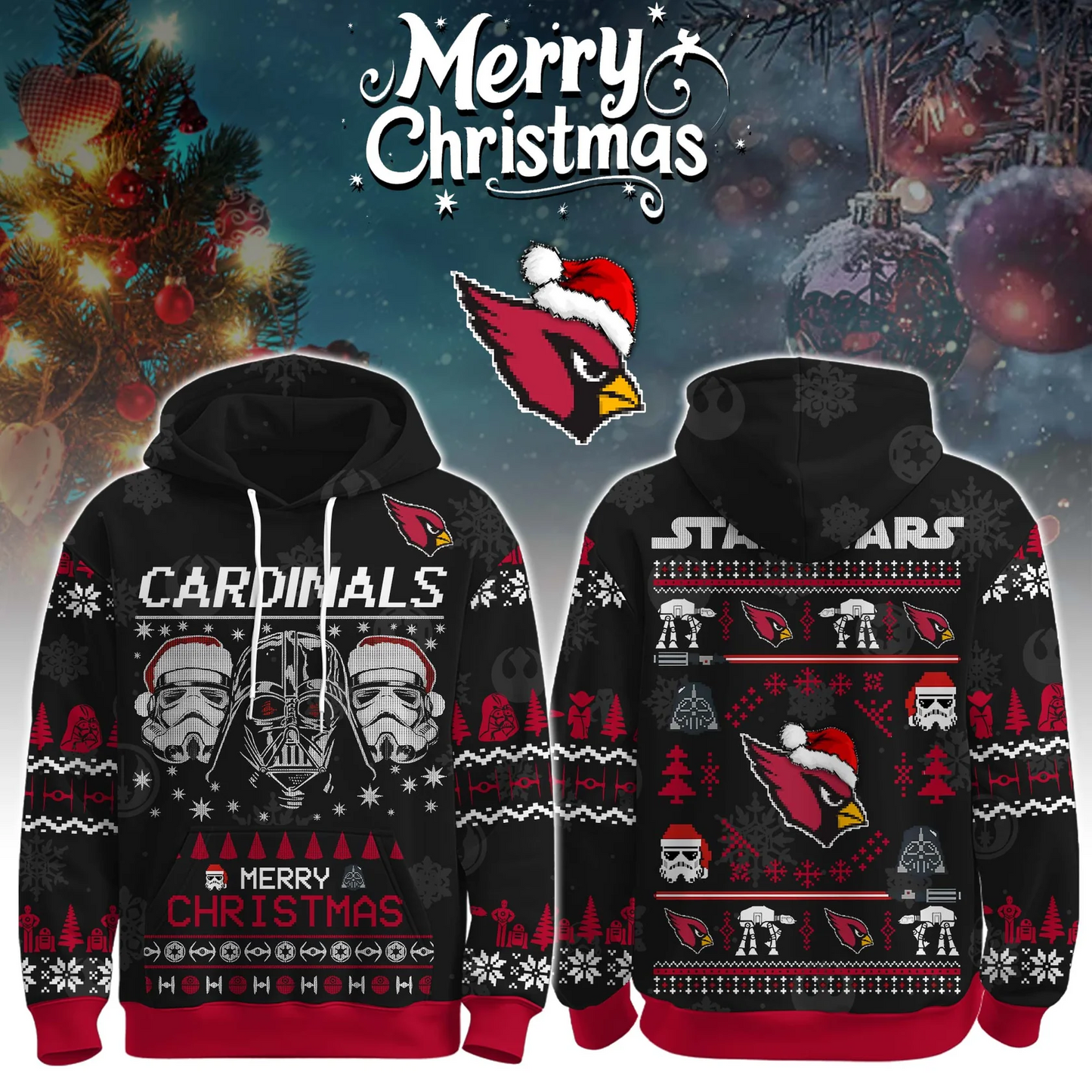 ARI x NFL Unisex Merry Christmas The Force Edition Hoodie DATND TANTD
