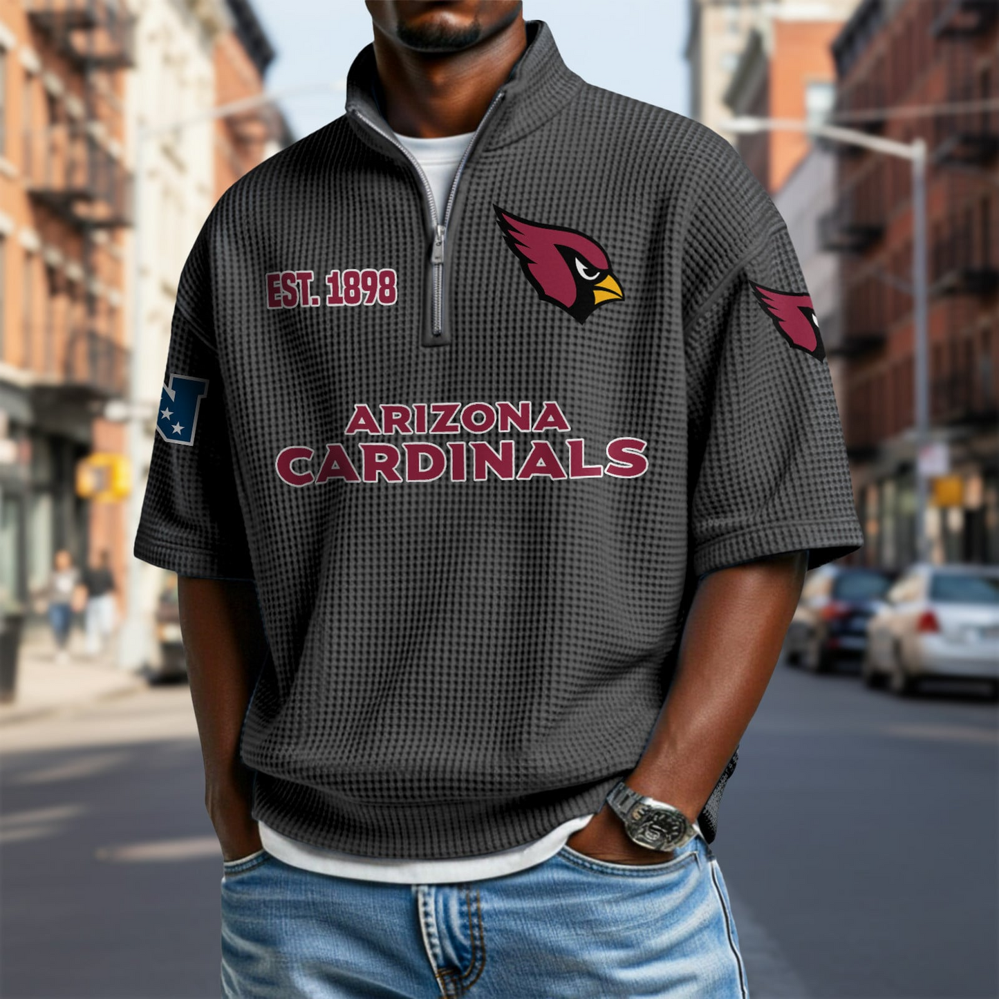ARI x NFL Waffle Short Sleeve Polo Shirt DatND DVT