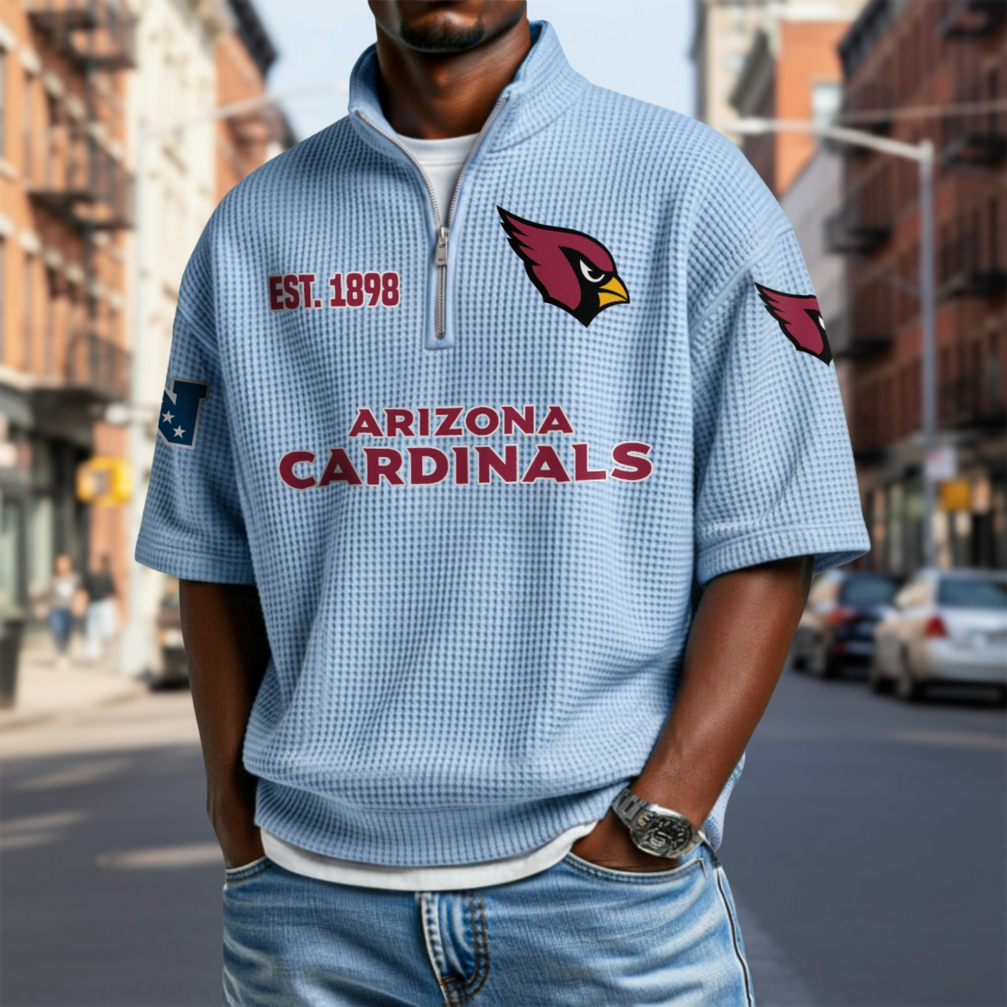 ARI x NFL Waffle Short Sleeve Polo Shirt DatND DVT