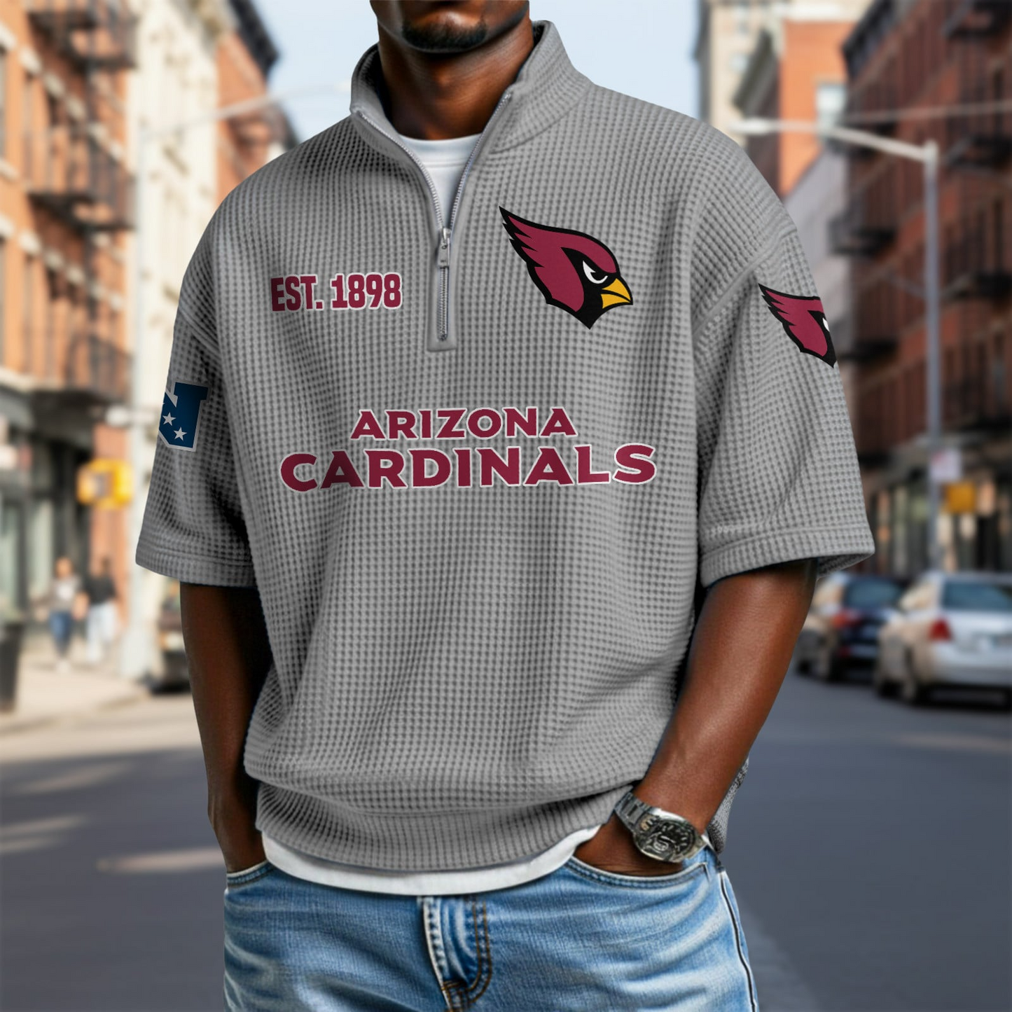 ARI x NFL Waffle Short Sleeve Polo Shirt DatND DVT