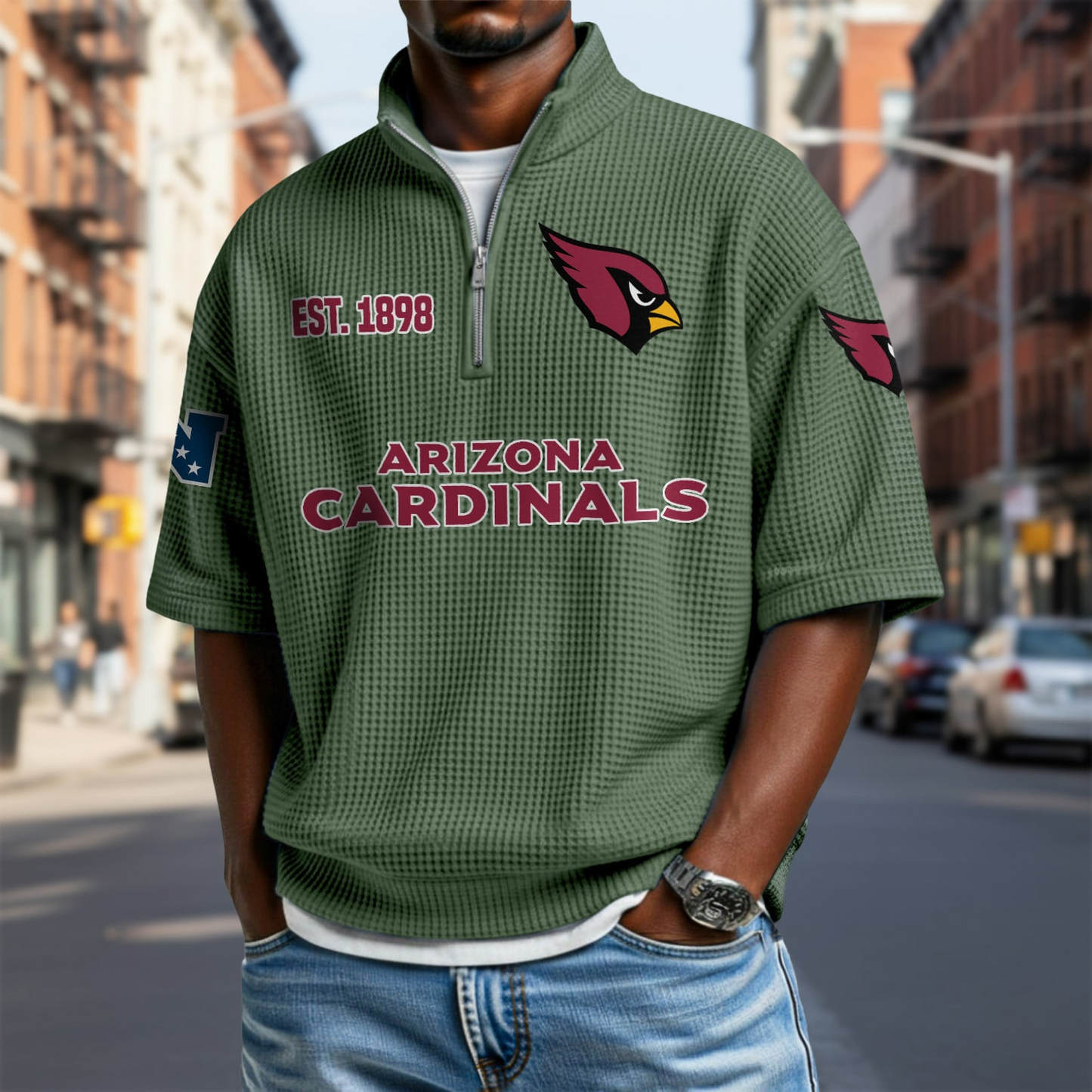 ARI x NFL Waffle Short Sleeve Polo Shirt DatND DVT