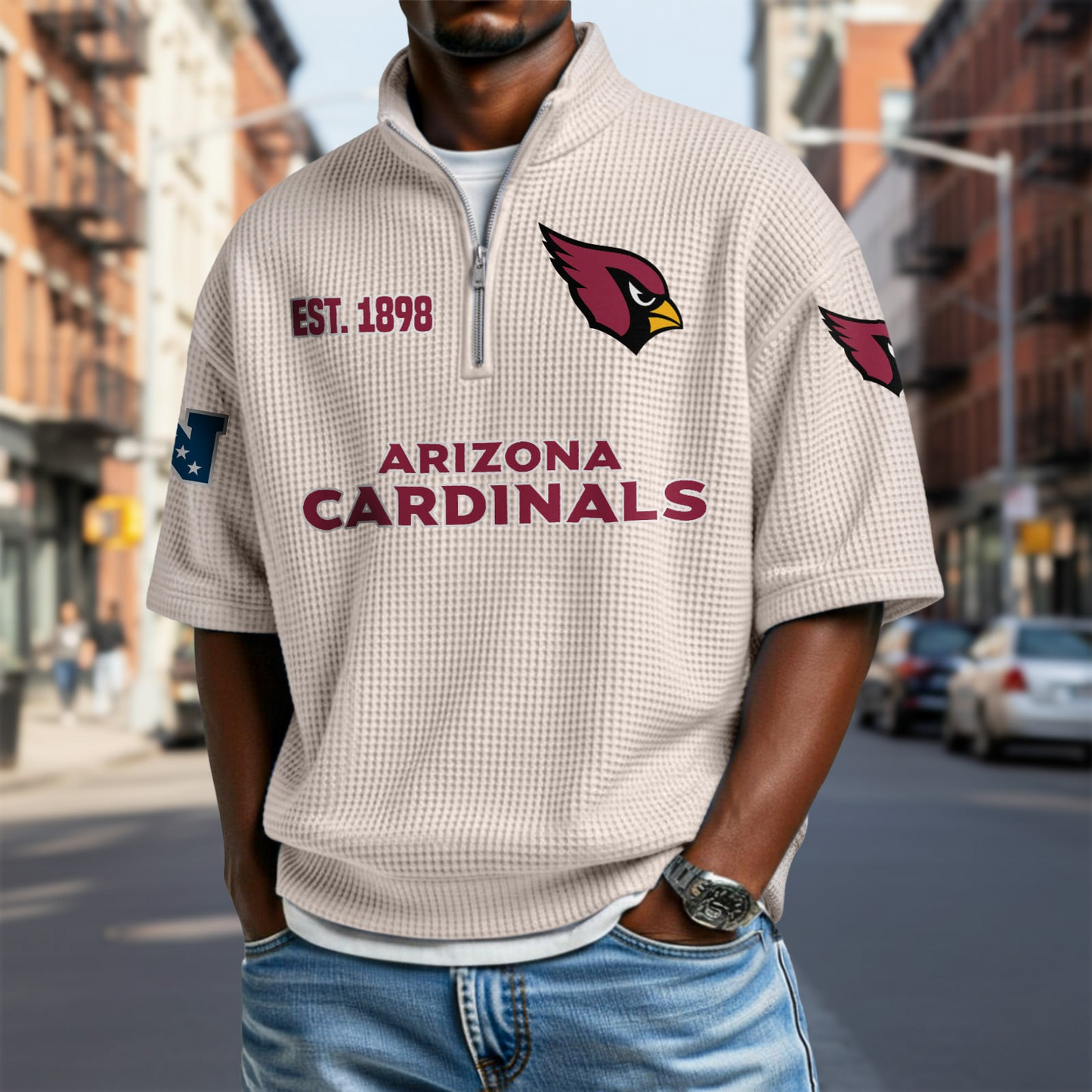 ARI x NFL Waffle Short Sleeve Polo Shirt DatND DVT
