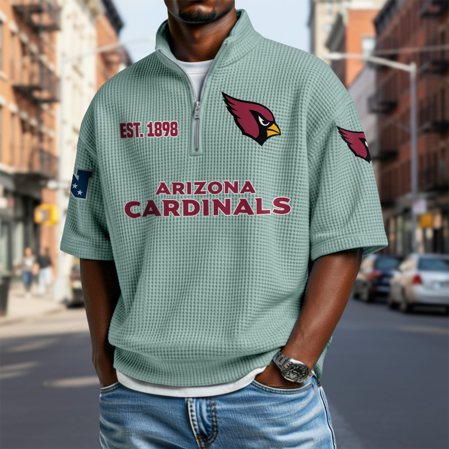 ARI x NFL Waffle Short Sleeve Polo Shirt DatND DVT