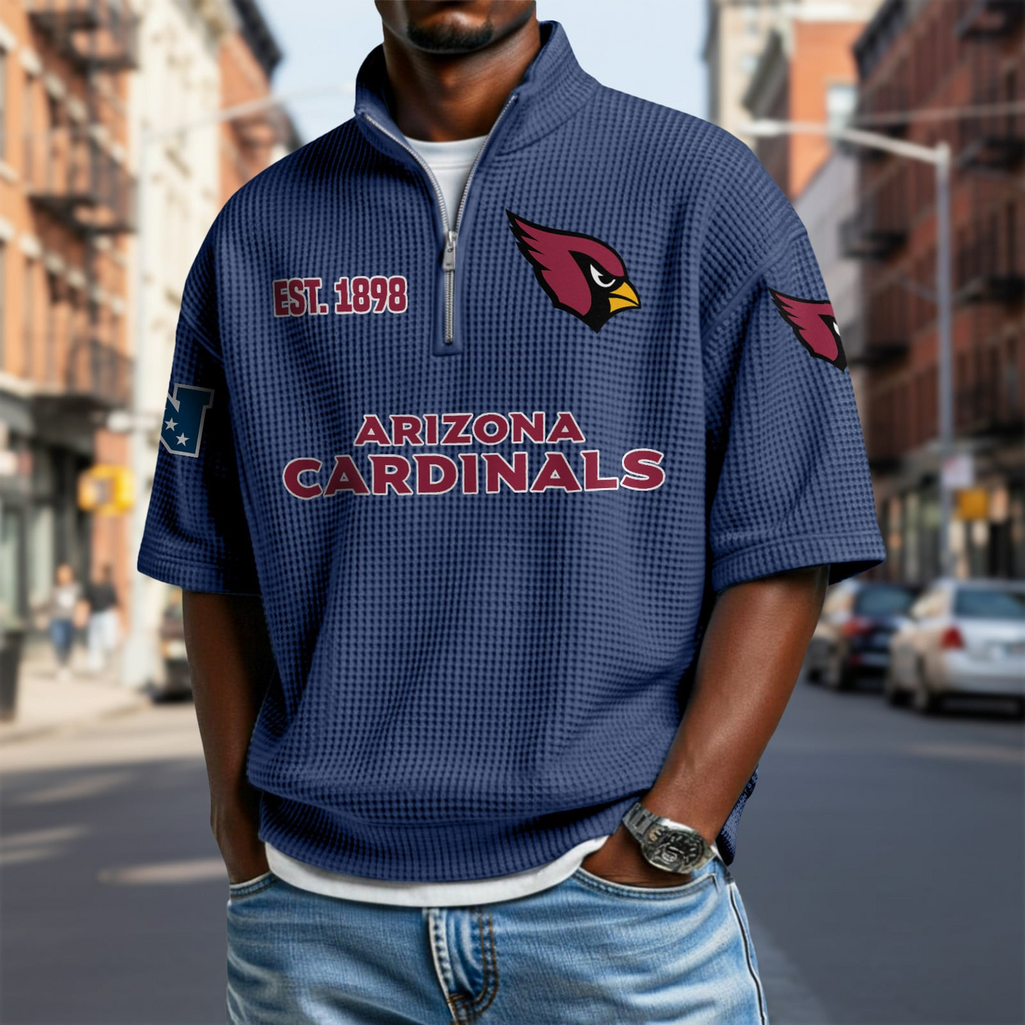 ARI x NFL Waffle Short Sleeve Polo Shirt DatND DVT