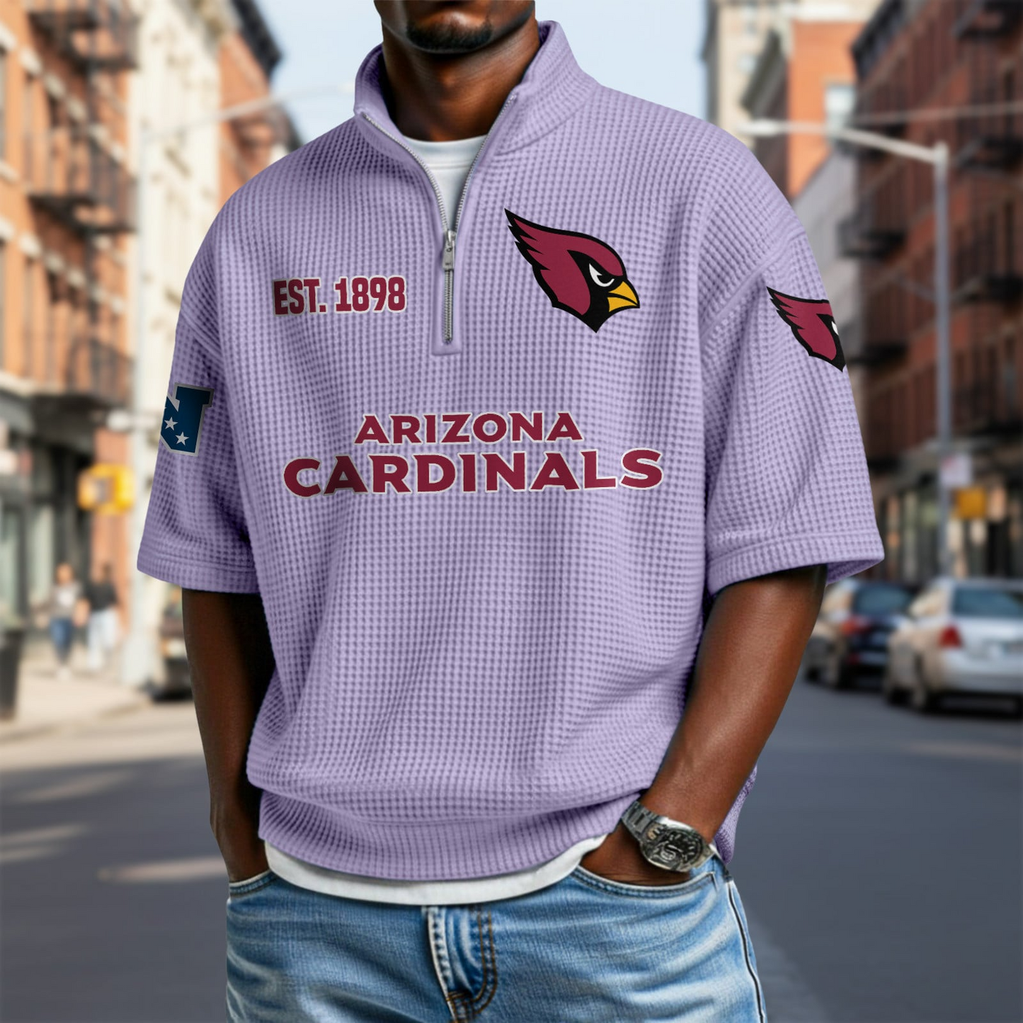 ARI x NFL Waffle Short Sleeve Polo Shirt DatND DVT