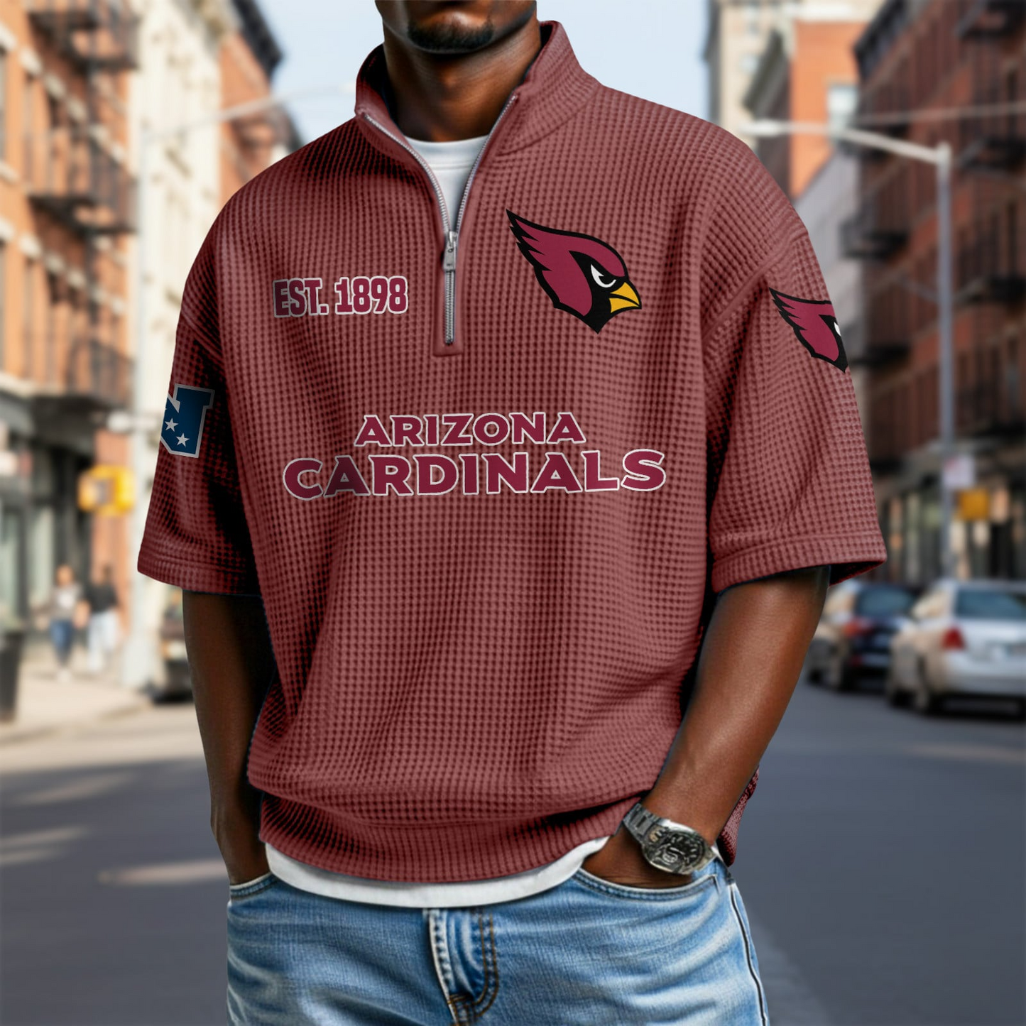 ARI x NFL Waffle Short Sleeve Polo Shirt DatND DVT