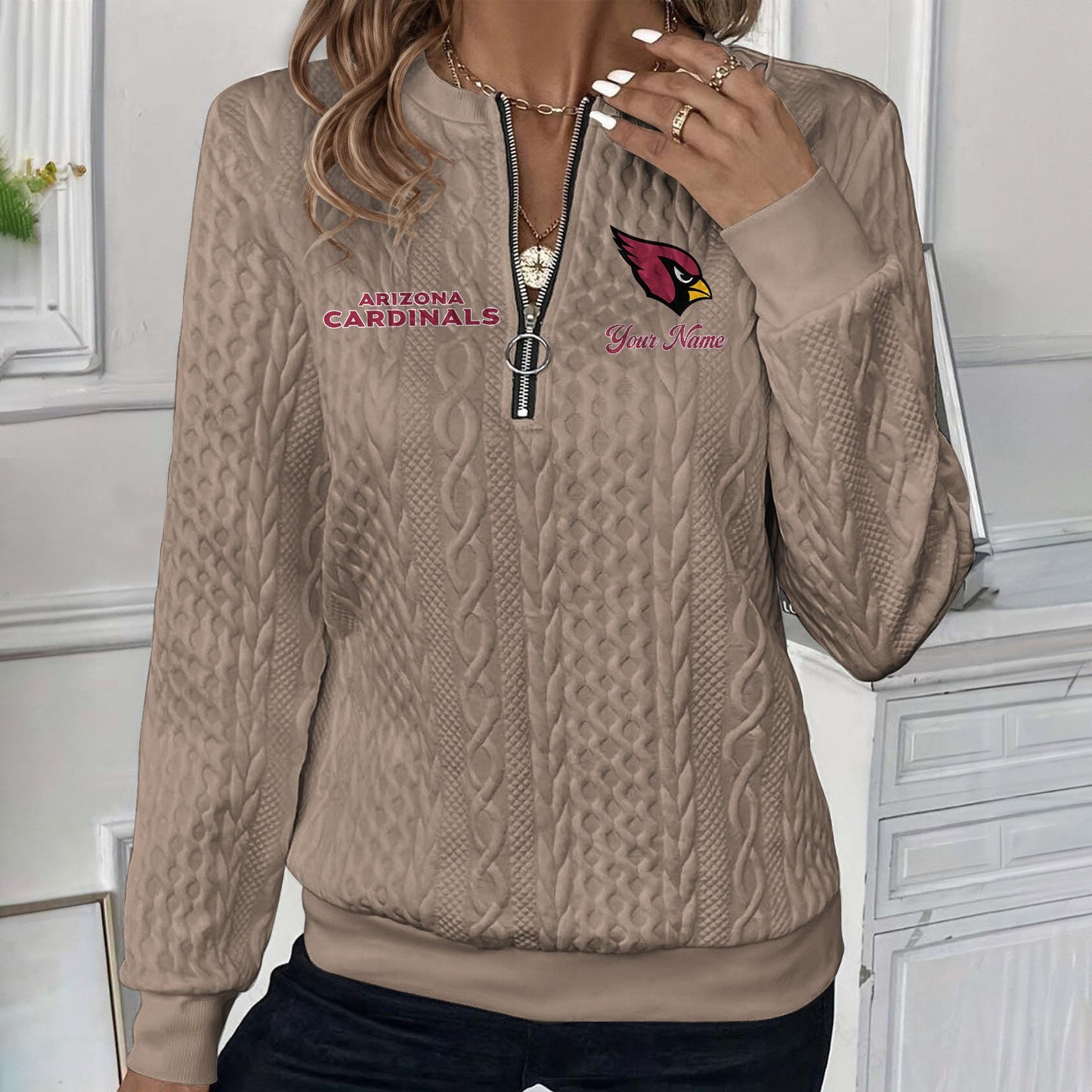 ARI x NFL Women's Quilted Zip-UP Sweatshirt DatND DVT