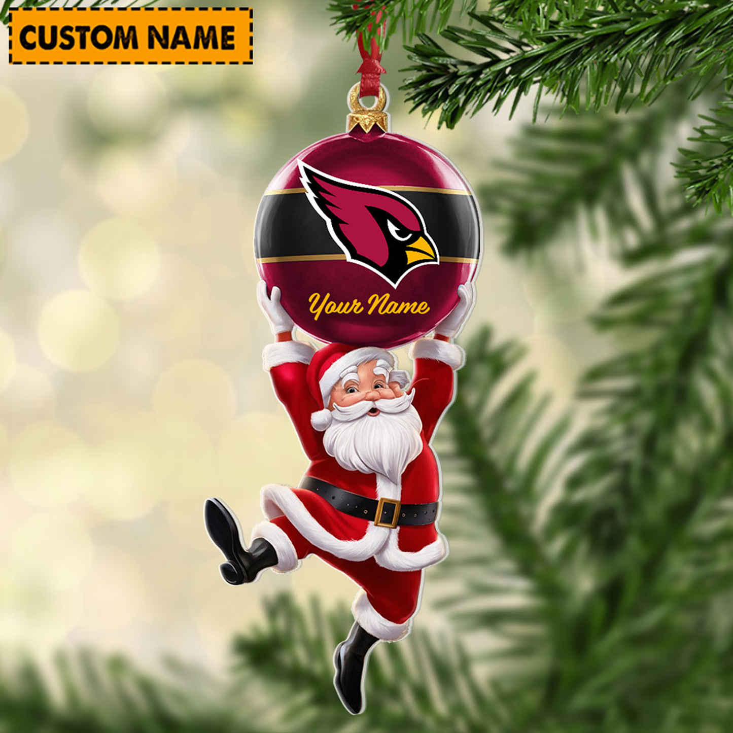 ARI x Personalized NFL Acrylic Ornament Christmas DATND TANTD