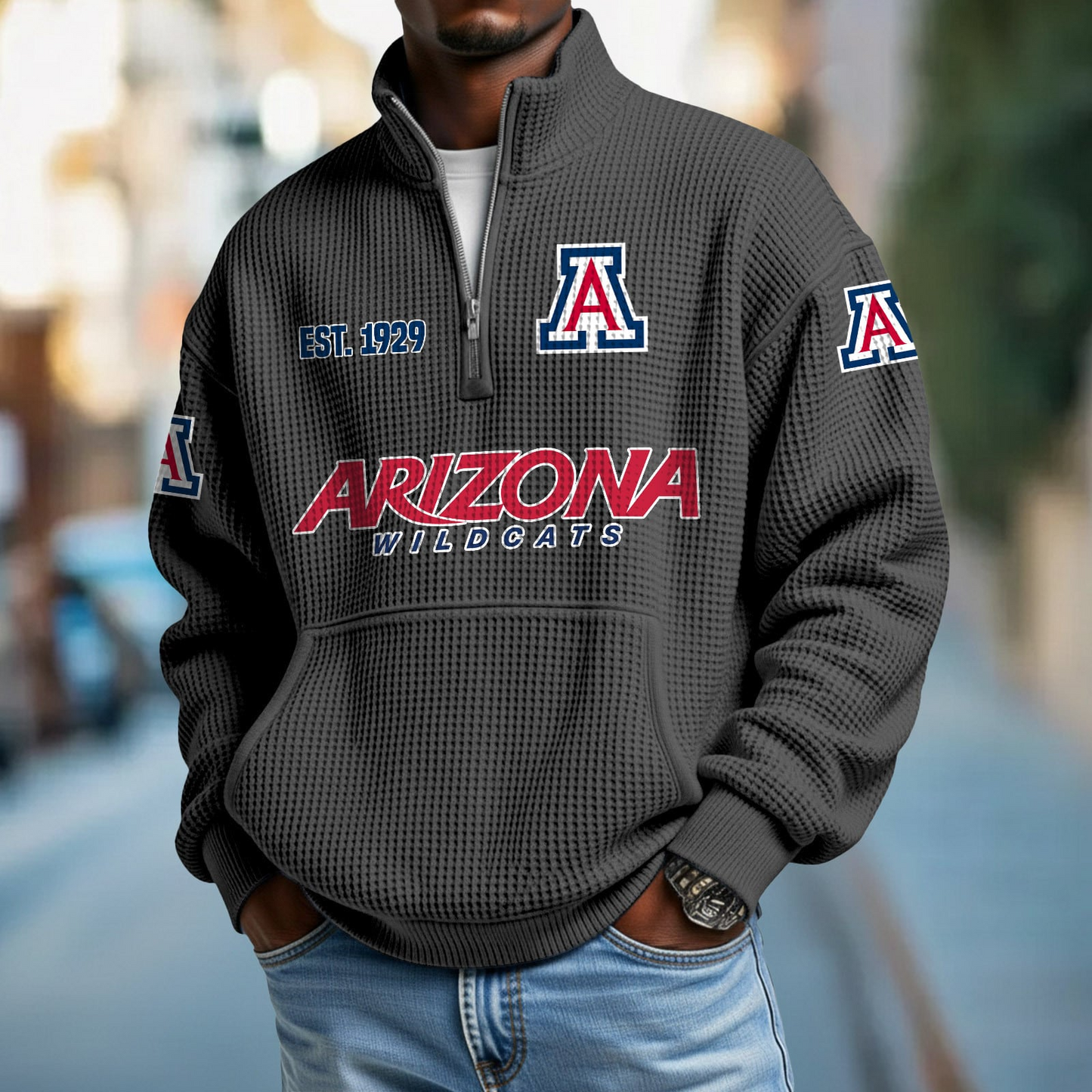 ARIZ x College Football - Waffle Stand Collar Half Zip Sweatshirt DatND DVT
