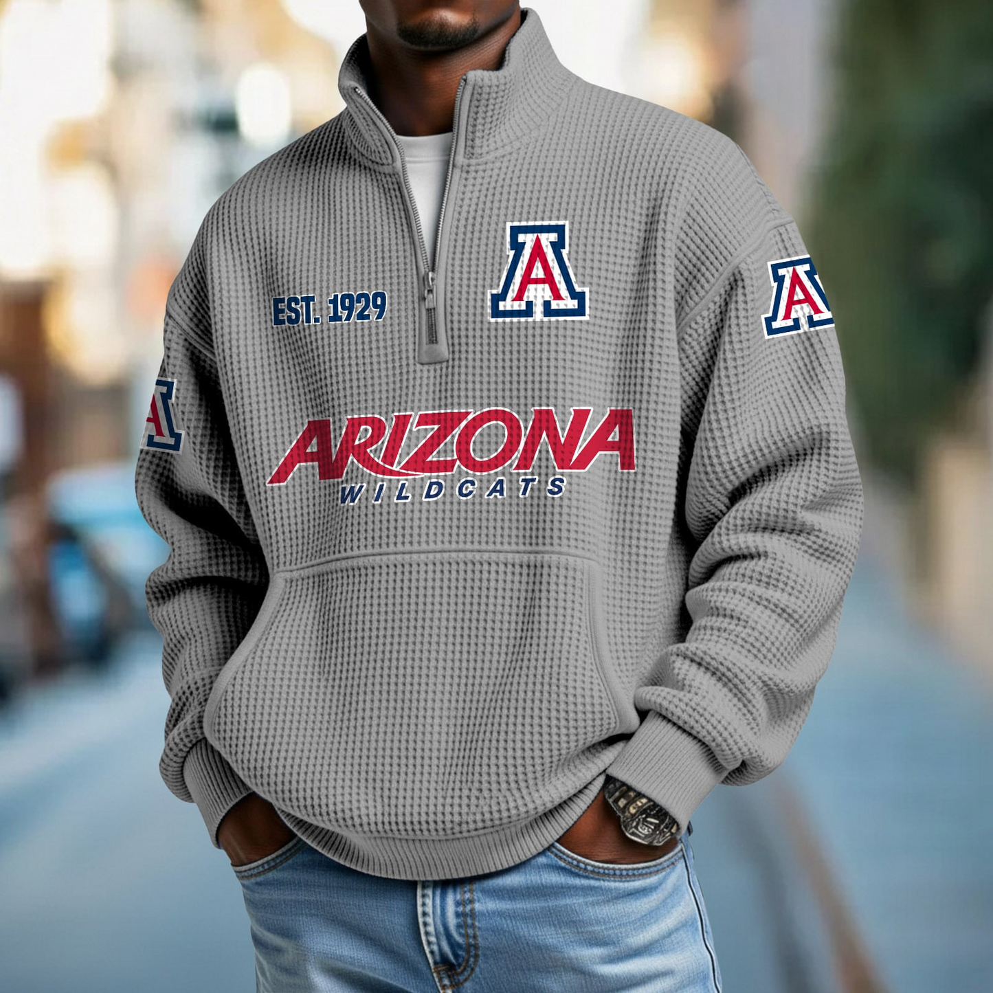 ARIZ x College Football - Waffle Stand Collar Half Zip Sweatshirt DatND DVT