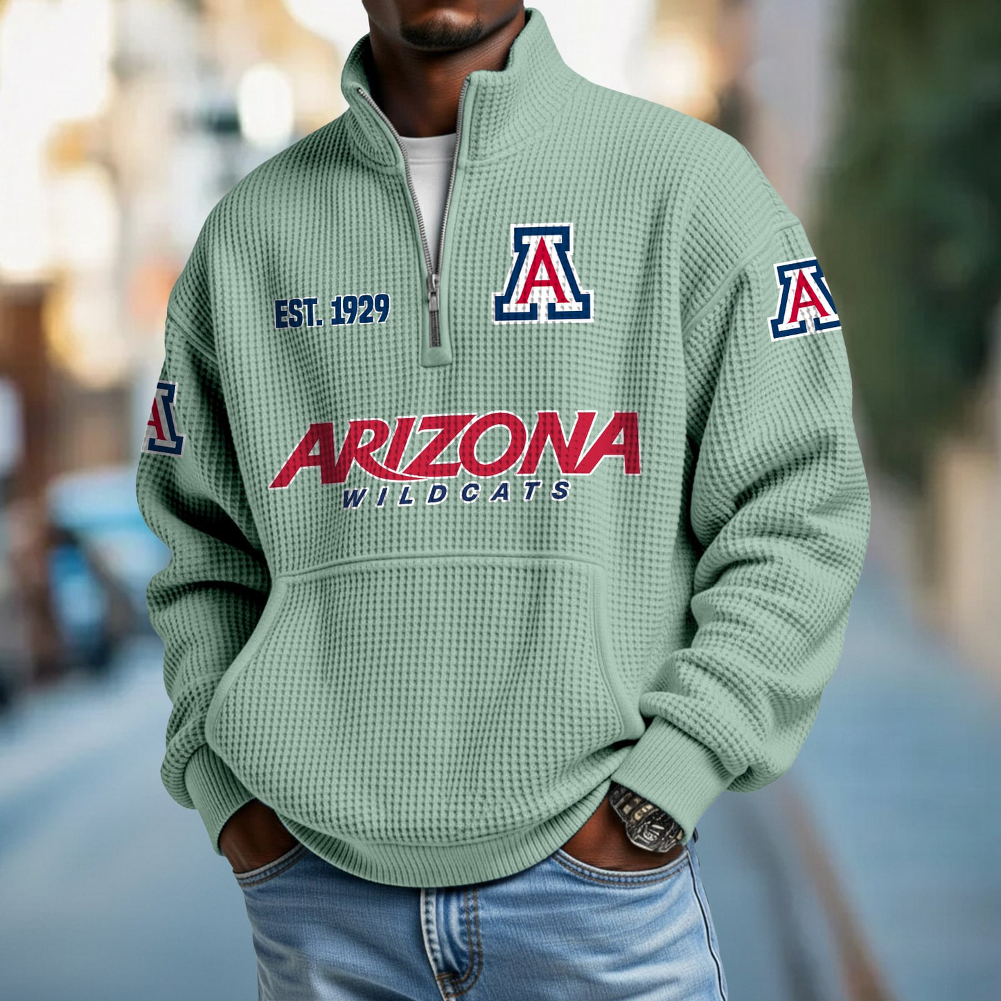 ARIZ x College Football - Waffle Stand Collar Half Zip Sweatshirt DatND DVT