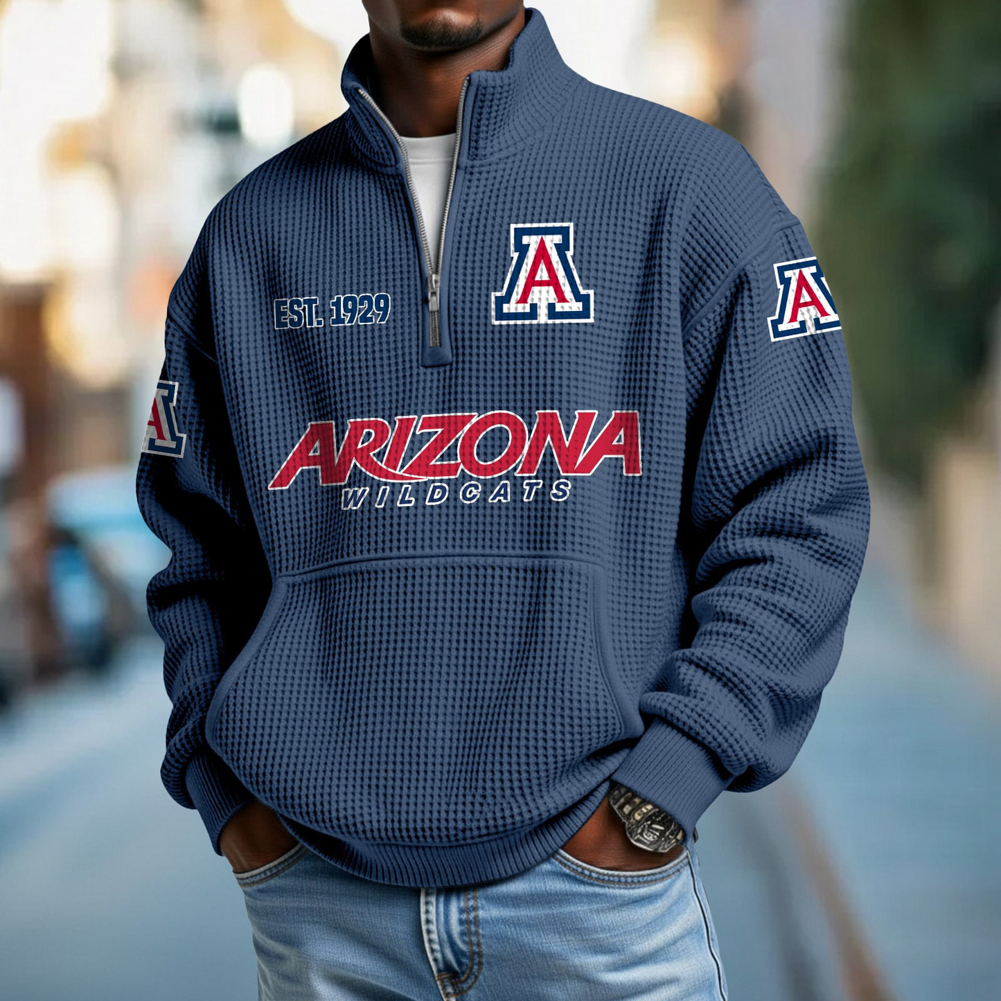 ARIZ x College Football - Waffle Stand Collar Half Zip Sweatshirt DatND DVT