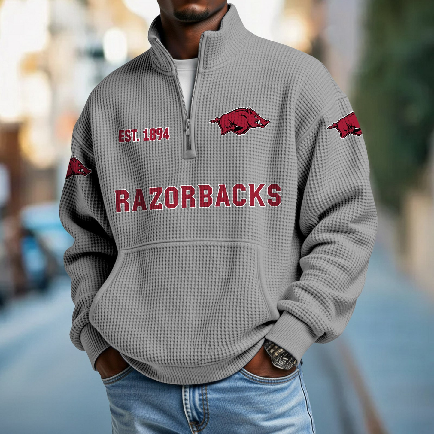 ARK x College Football - Waffle Stand Collar Half Zip Sweatshirt DatND DVT