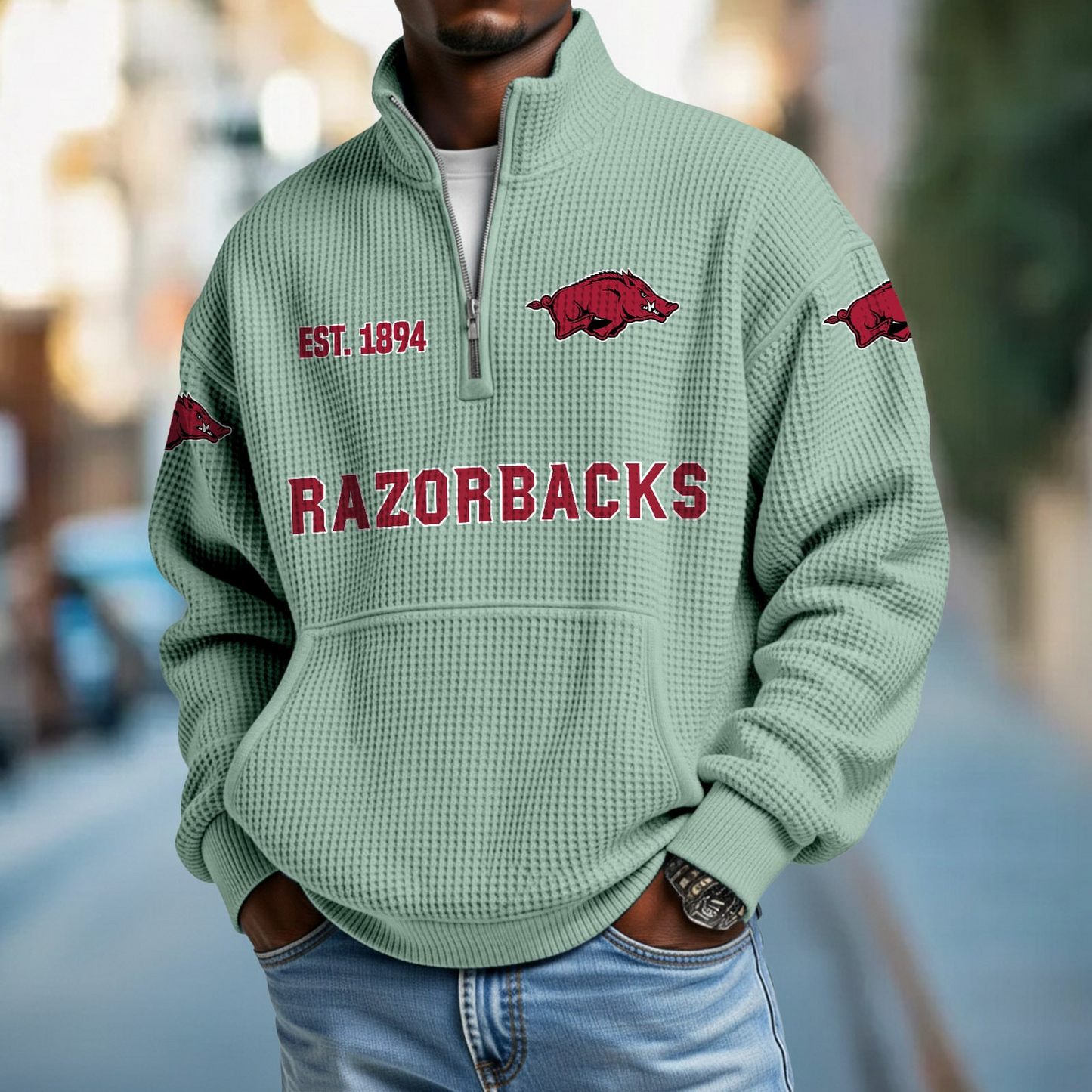ARK x College Football - Waffle Stand Collar Half Zip Sweatshirt DatND DVT