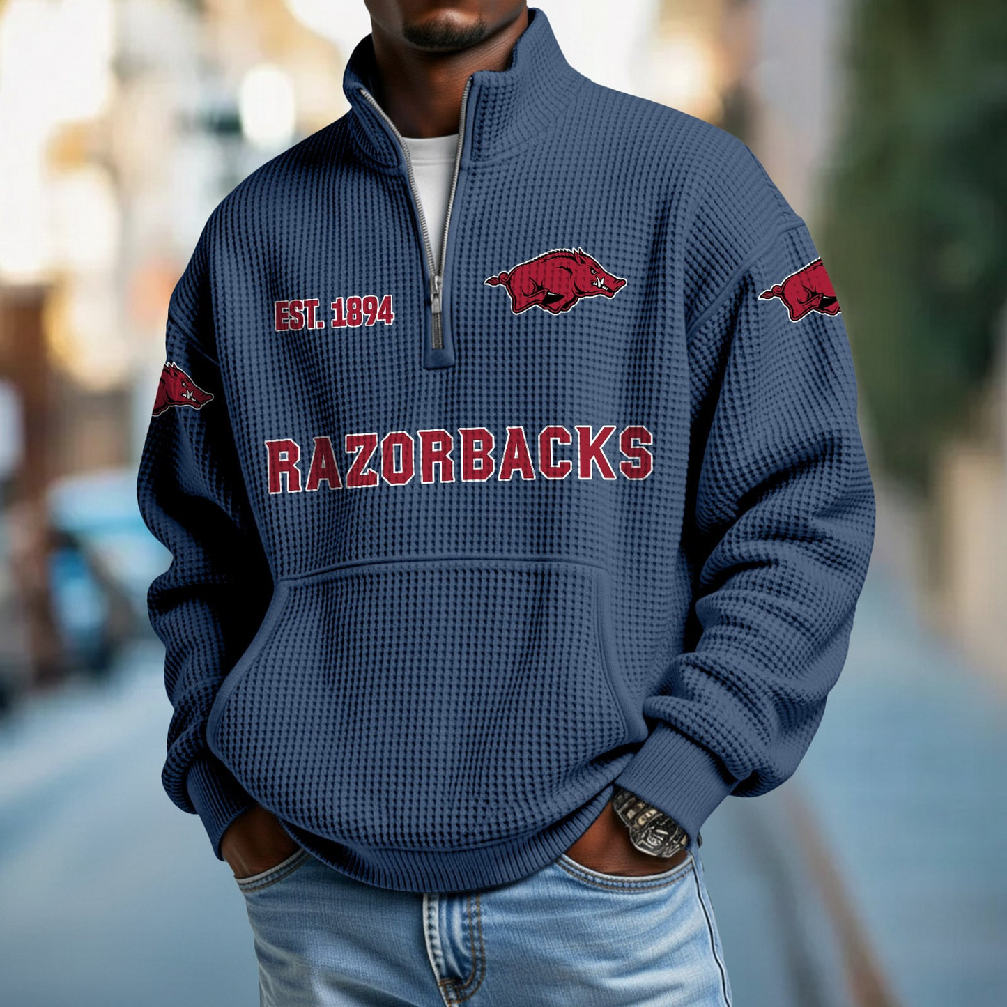 ARK x College Football - Waffle Stand Collar Half Zip Sweatshirt DatND DVT