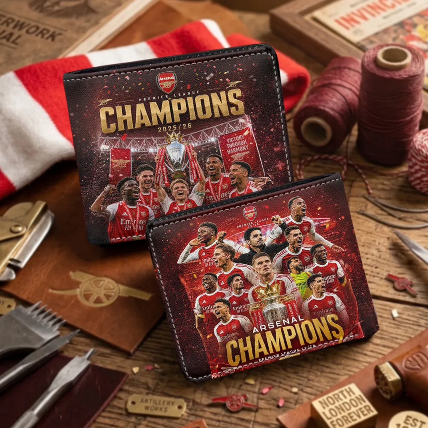 ARS FC Premier League Champions 2526 3D Leather Men Wallet 2405 V1 DatND DVT