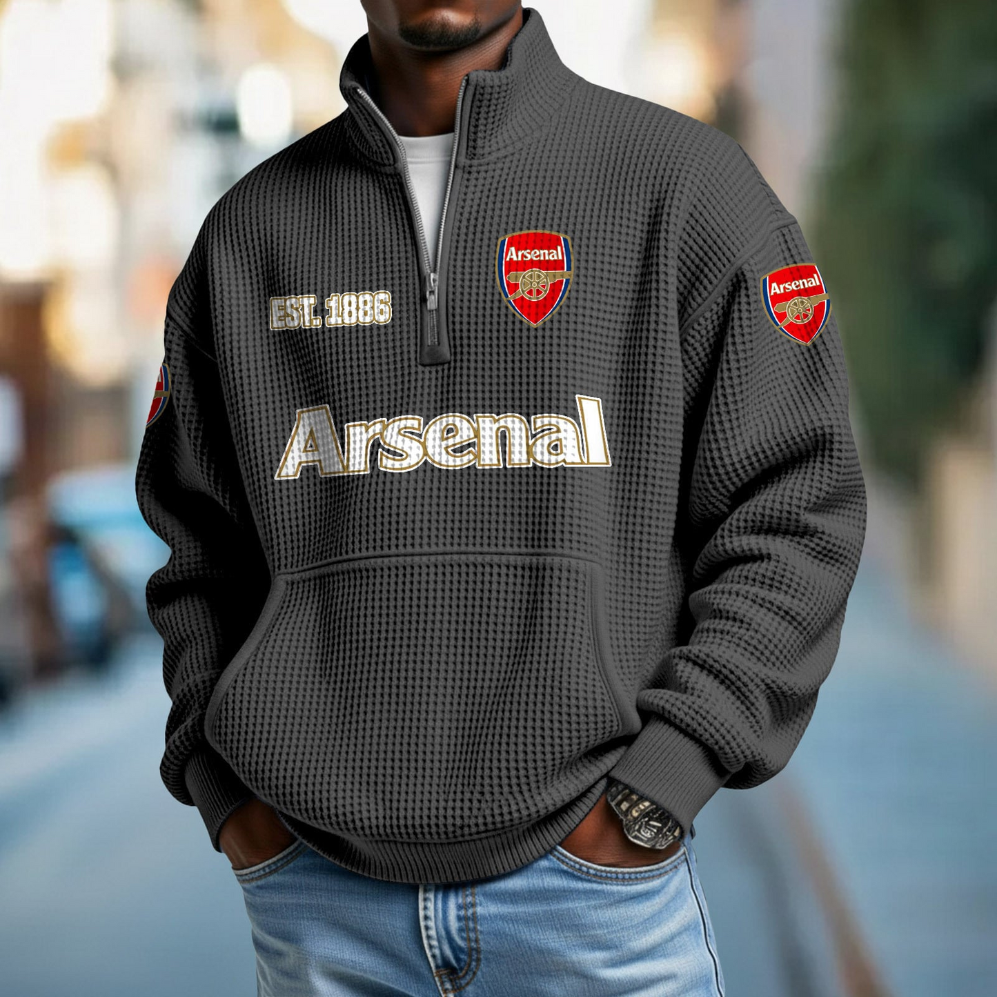 ARS FC Premier League Champions 2526 Waffle Stand Collar Half Zip SweatShirt 2905 DatND DVT