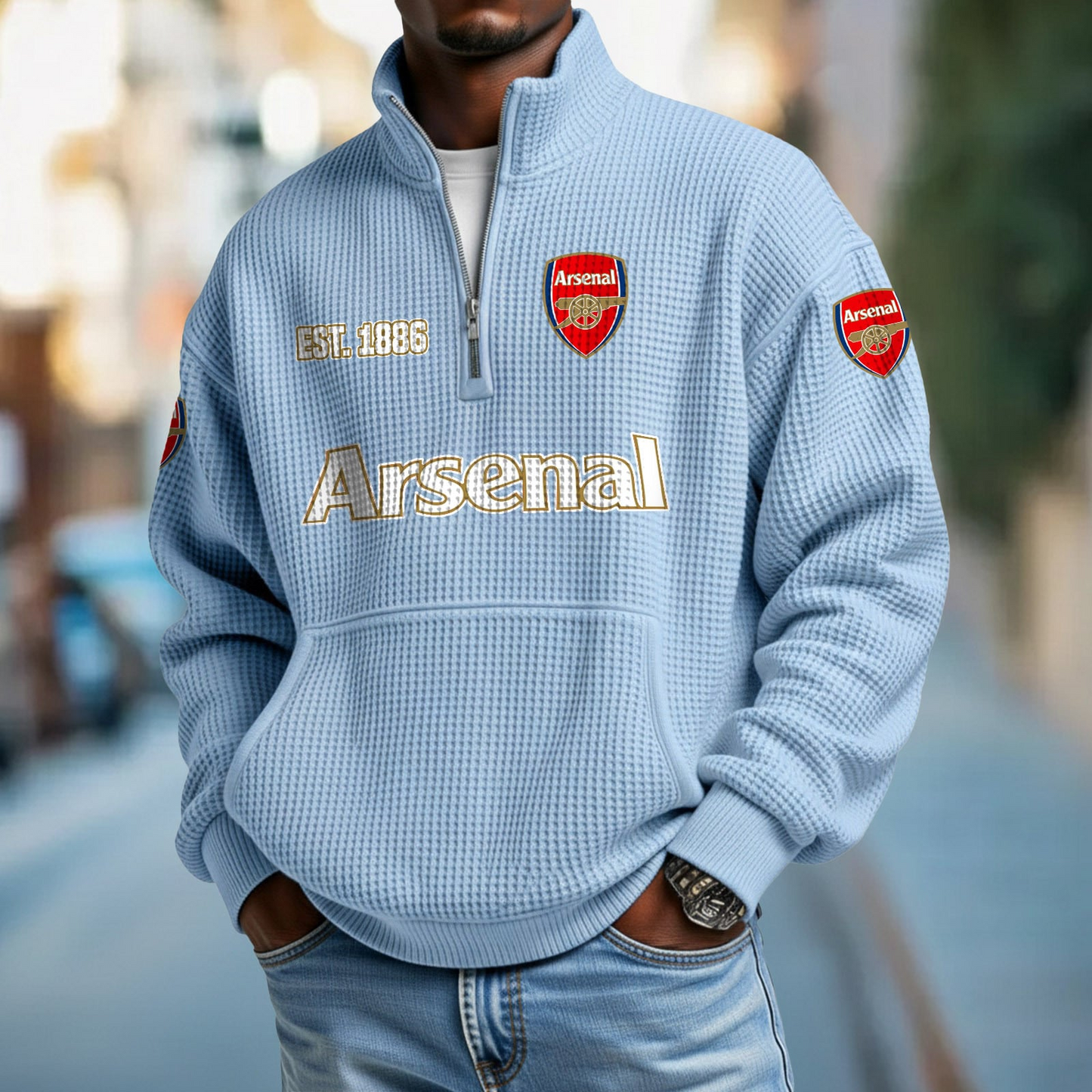 ARS FC Premier League Champions 2526 Waffle Stand Collar Half Zip SweatShirt 2905 DatND DVT