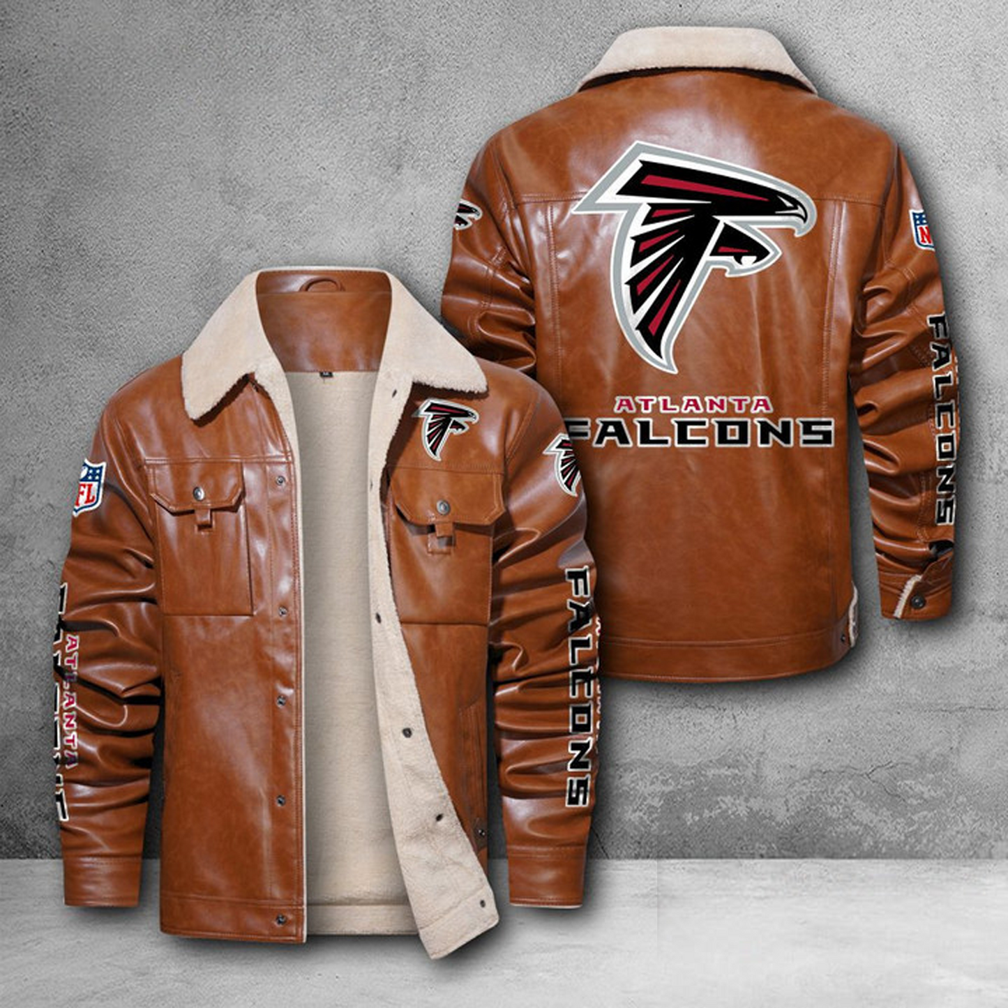 ATL X NFL LEATHER JACKET DATND THUONGNH