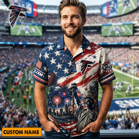 ATL X PREMIUM NFL Personalized Proud American Hawaiian Shirt 190626
