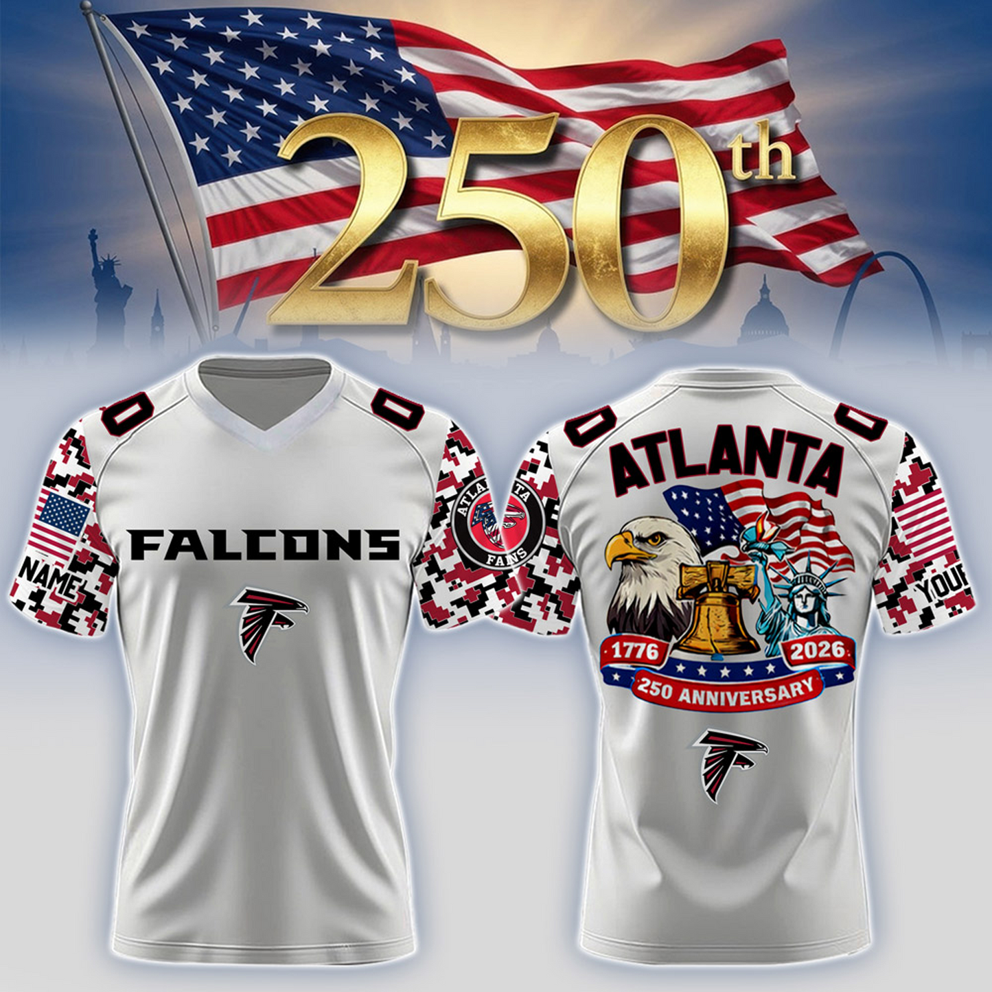 ATL x 250th Years USA Anniversary-V-neck Short Sleeve Jersey DATND TANTD