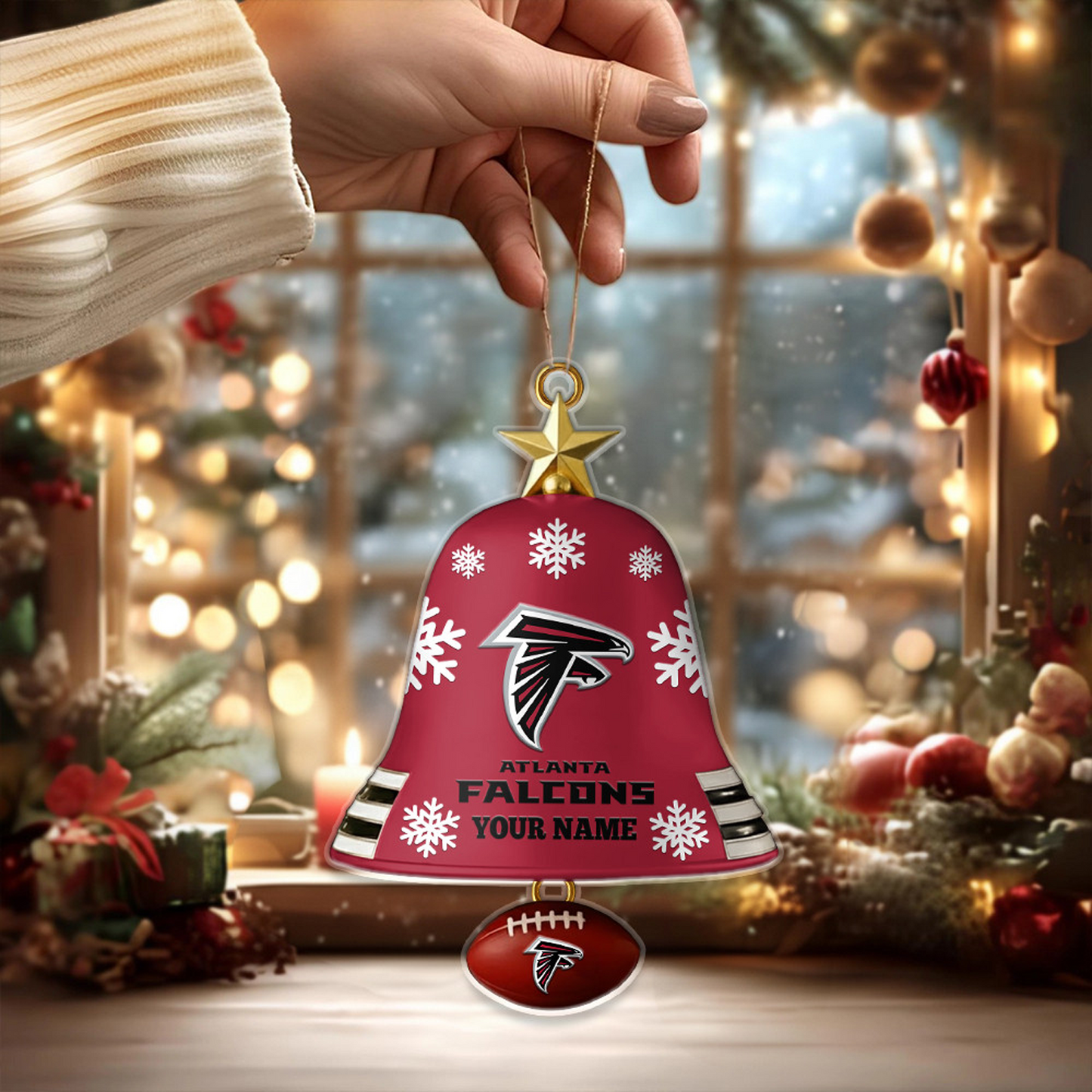 ATL x NFL Christmas Bell Ornament Custom Any Name DatND DVT