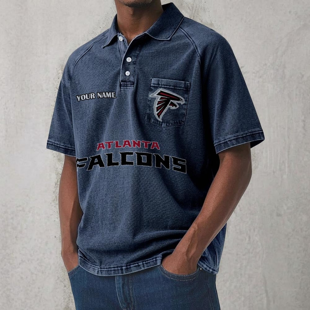 ATL x NFL Men's Distressed Turn-Down Collar Polo DATND TANTD 250526