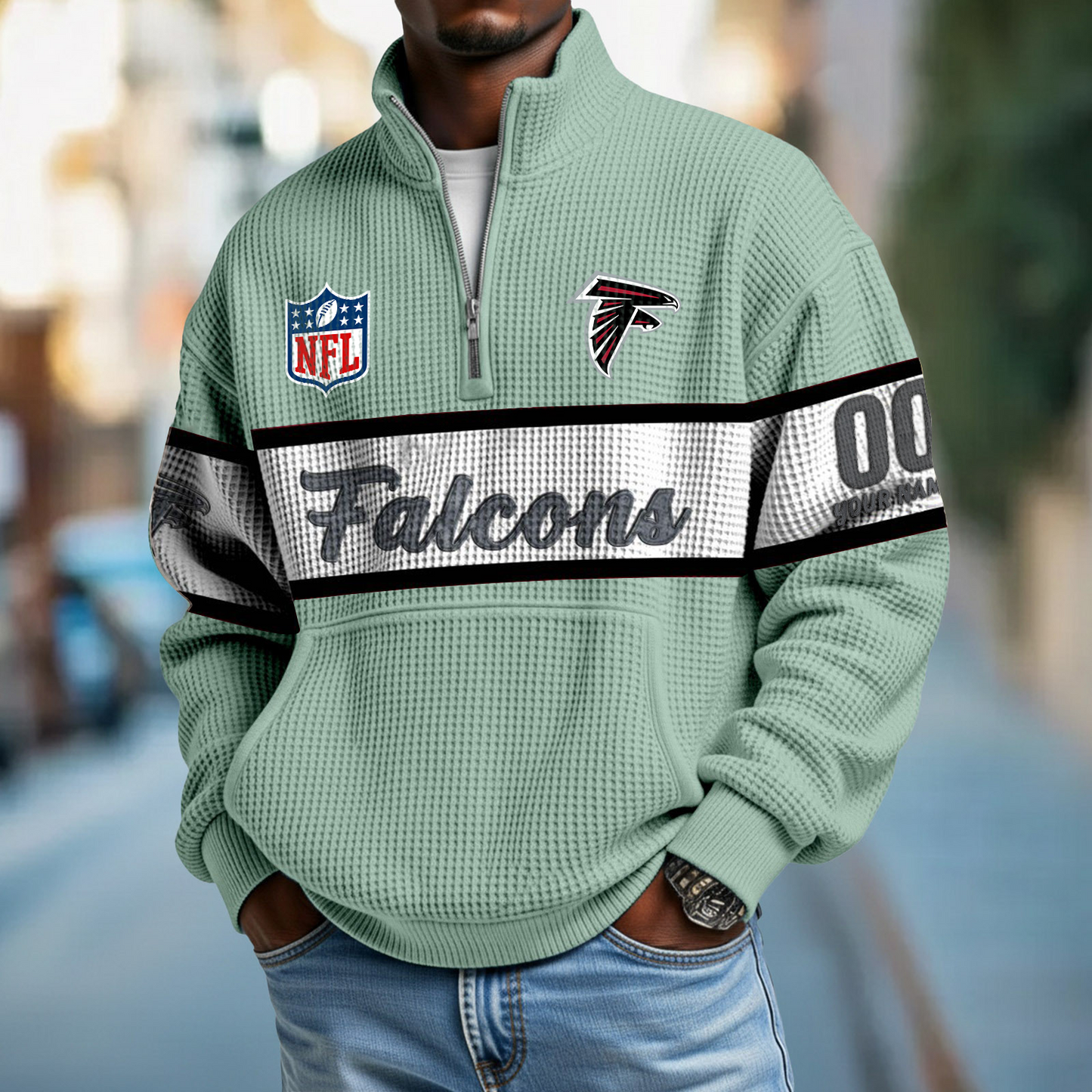 ATL x NFL Quarter-Zip Waffle Pullover DATND TANTD