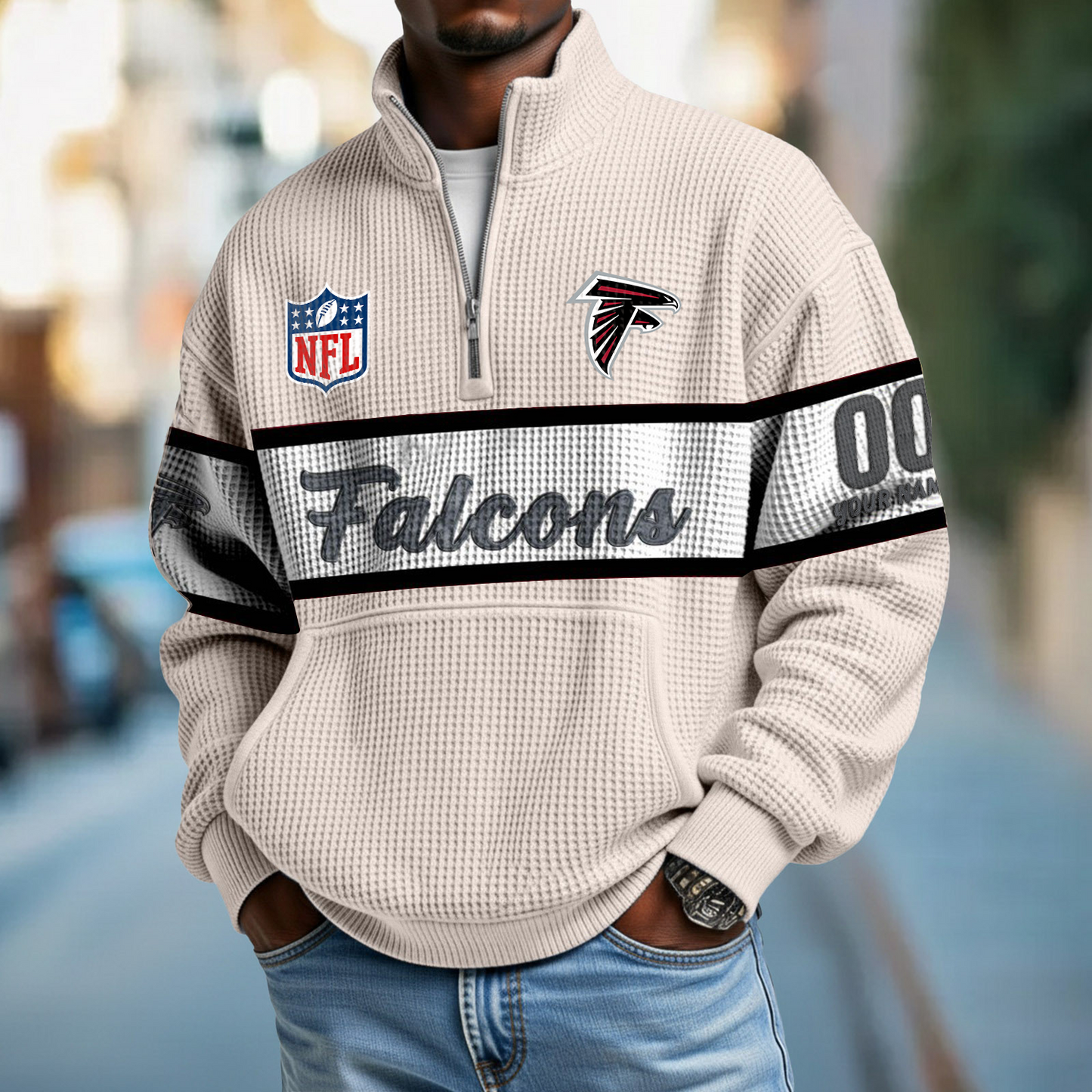 ATL x NFL Quarter-Zip Waffle Pullover DATND TANTD