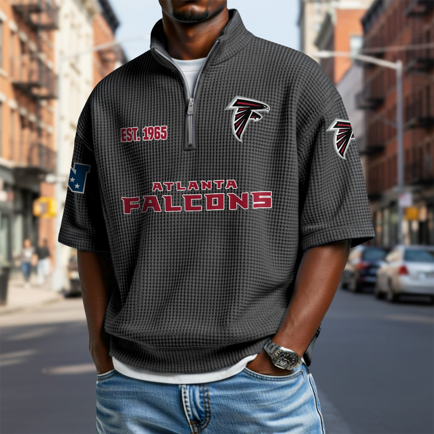 ATL x NFL Waffle Short Sleeve Polo Shirt DatND DVT