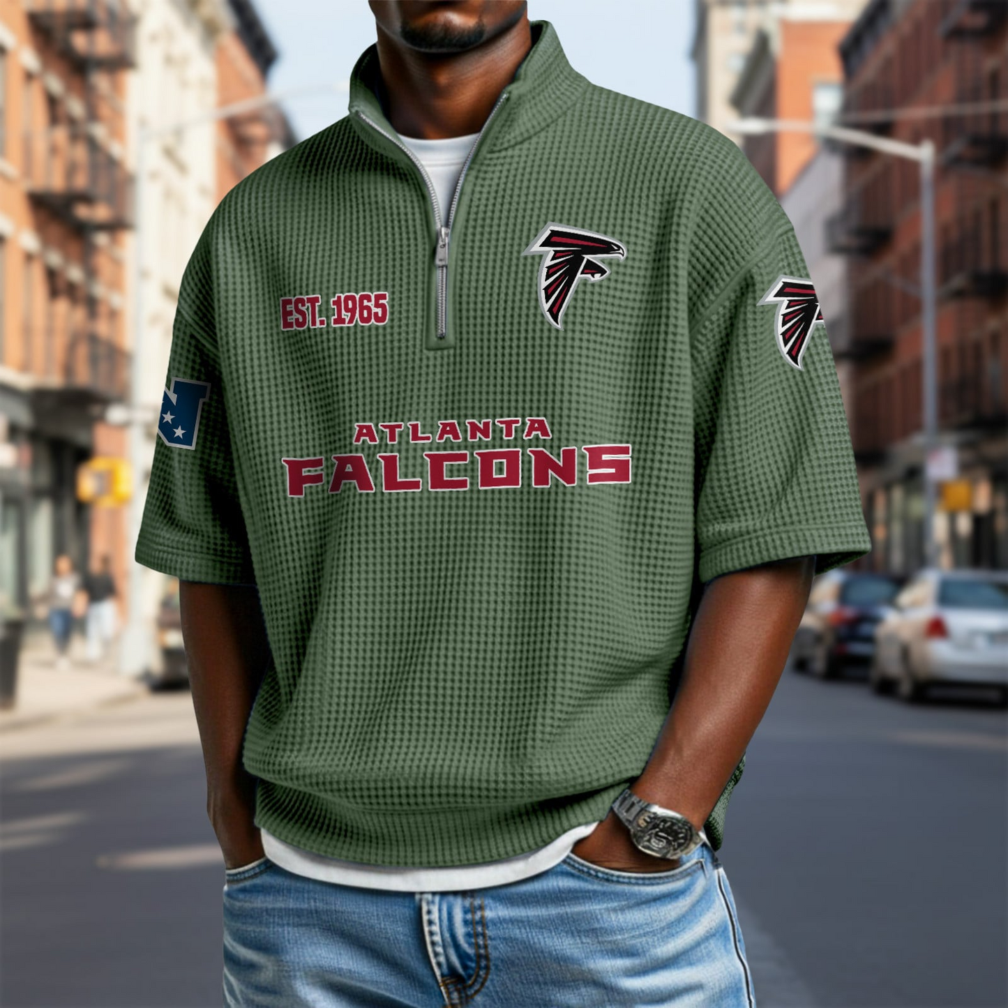 ATL x NFL Waffle Short Sleeve Polo Shirt DatND DVT